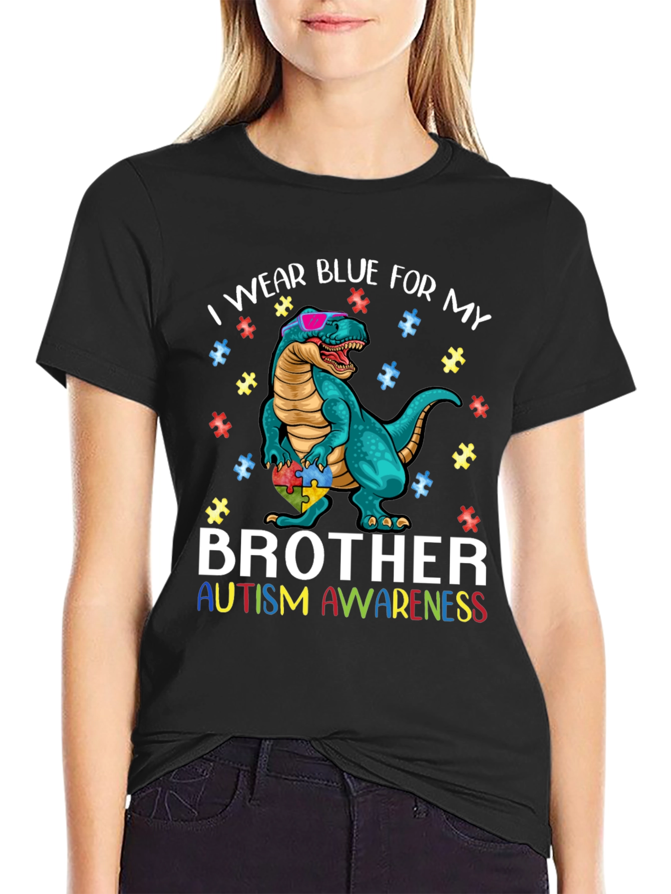 Autism Awareness Dinosaur T-Shirt Brother Tee