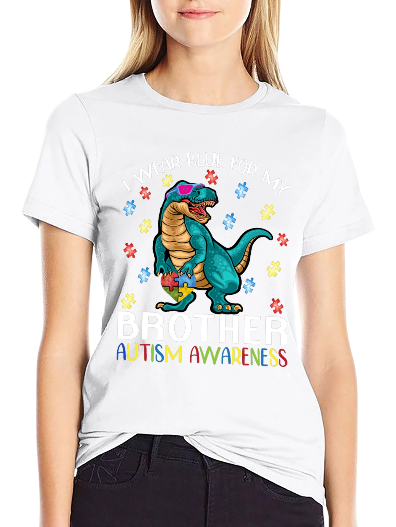 Autism Awareness Dinosaur T-Shirt Brother Tee