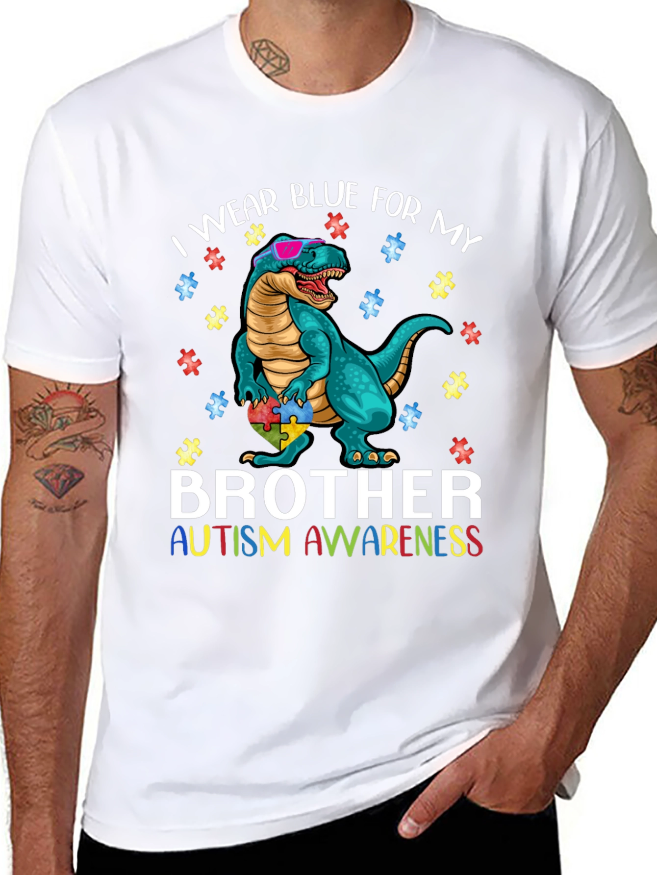 Autism Awareness Dinosaur T-Shirt Brother Tee