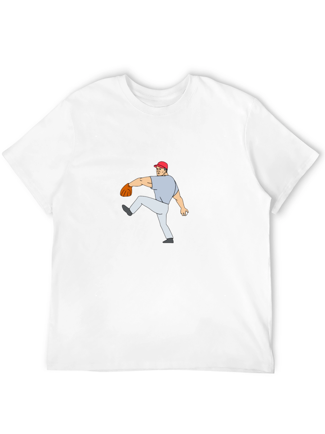 Baseball Pitcher Cartoon Black T-Shirt
