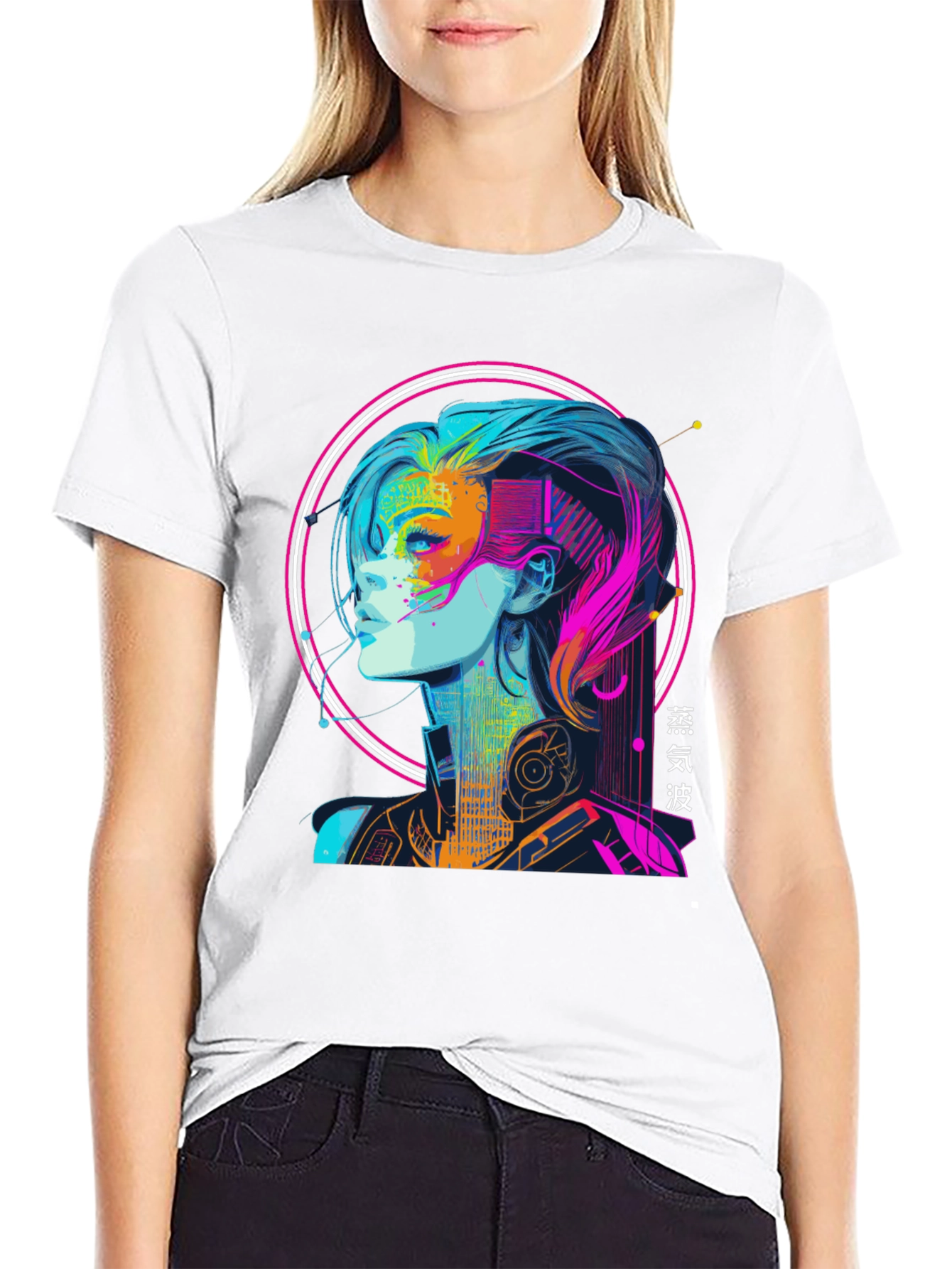 Cyberpunk Girl Graphic Tee - Vaporwave Aesthetic