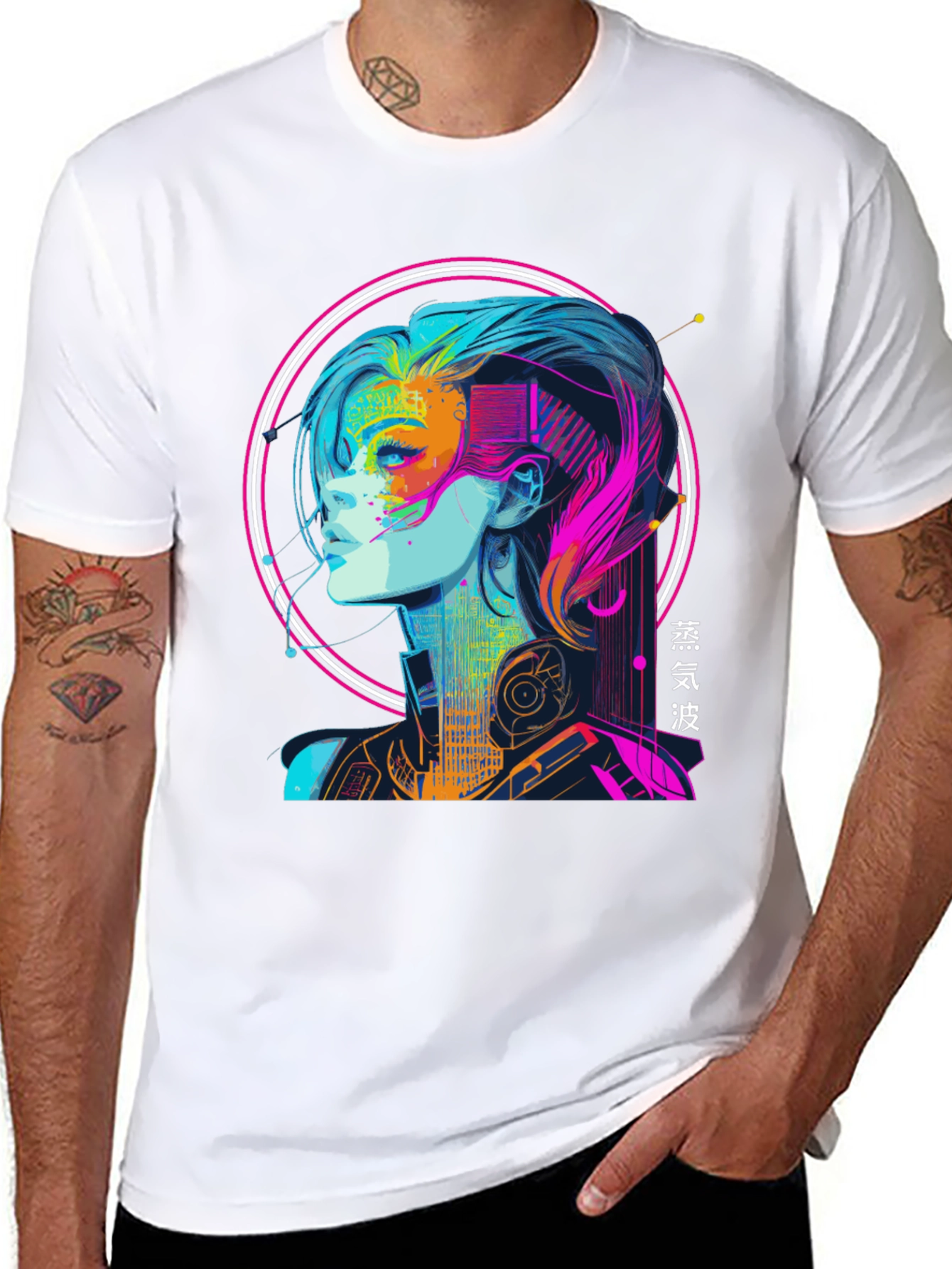 Cyberpunk Girl Graphic Tee - Vaporwave Aesthetic