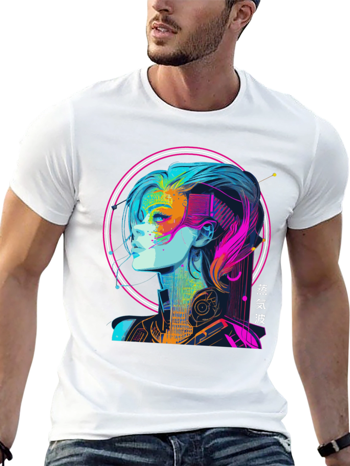 Cyberpunk Girl Graphic Tee - Vaporwave Aesthetic