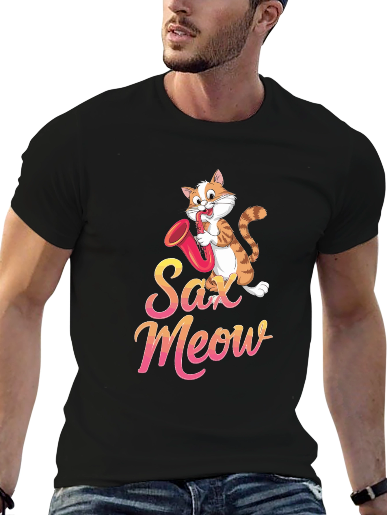 Sax Meow T-Shirt - Music Cat Tee
