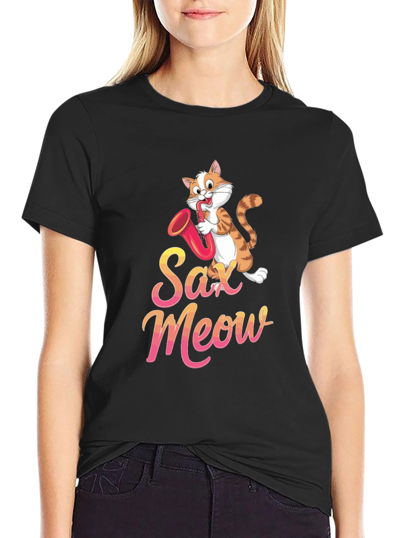 Sax Meow T-Shirt - Music Cat Tee