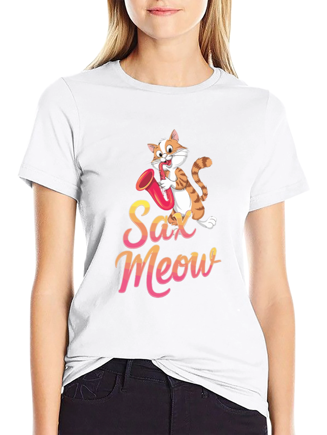 Sax Meow T-Shirt - Music Cat Tee