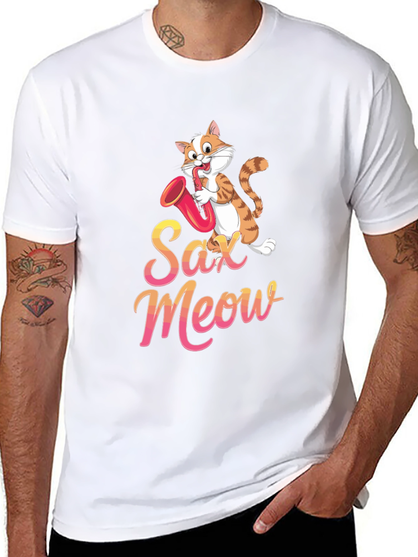 Sax Meow T-Shirt - Music Cat Tee