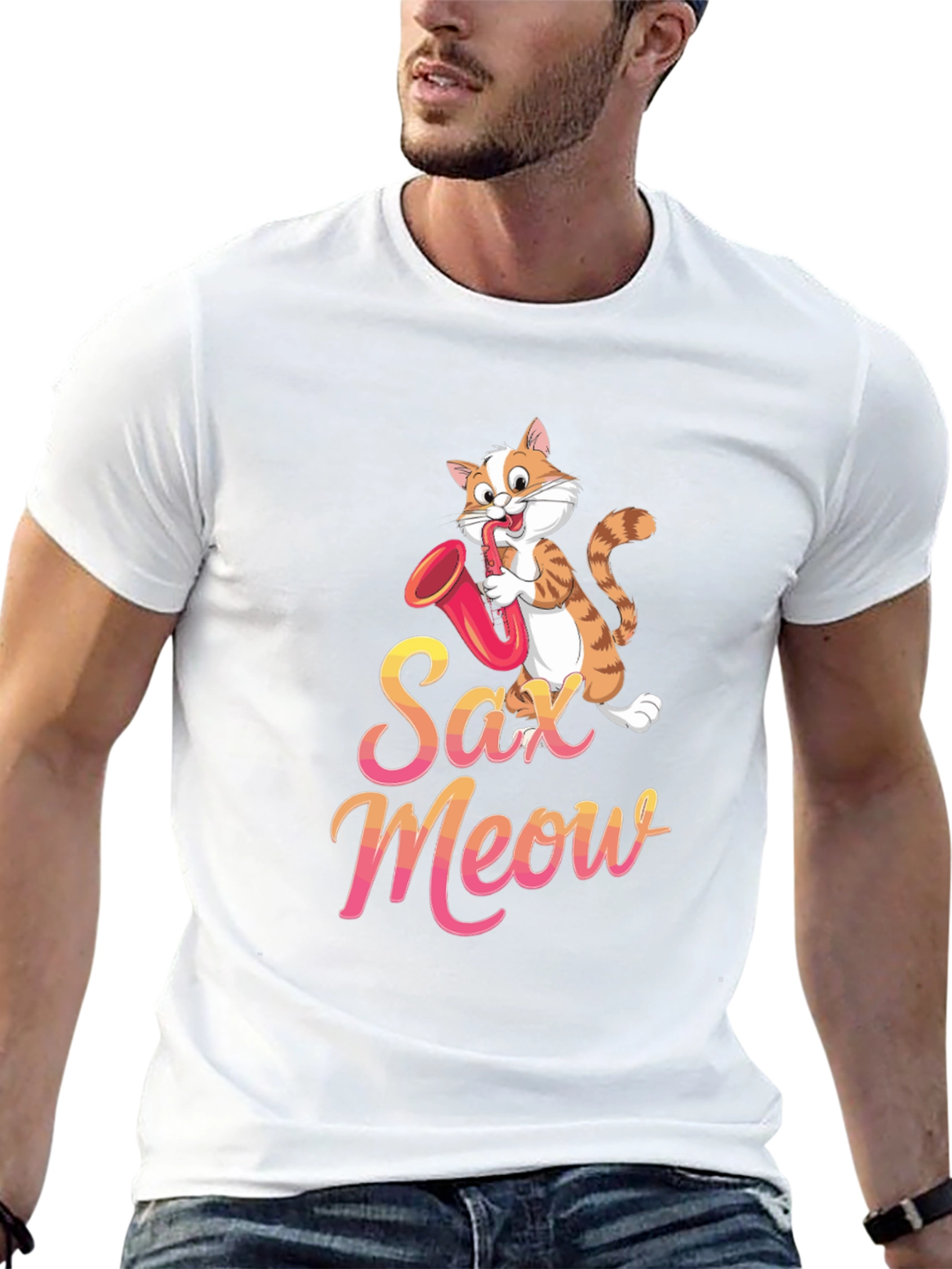Sax Meow T-Shirt - Music Cat Tee
