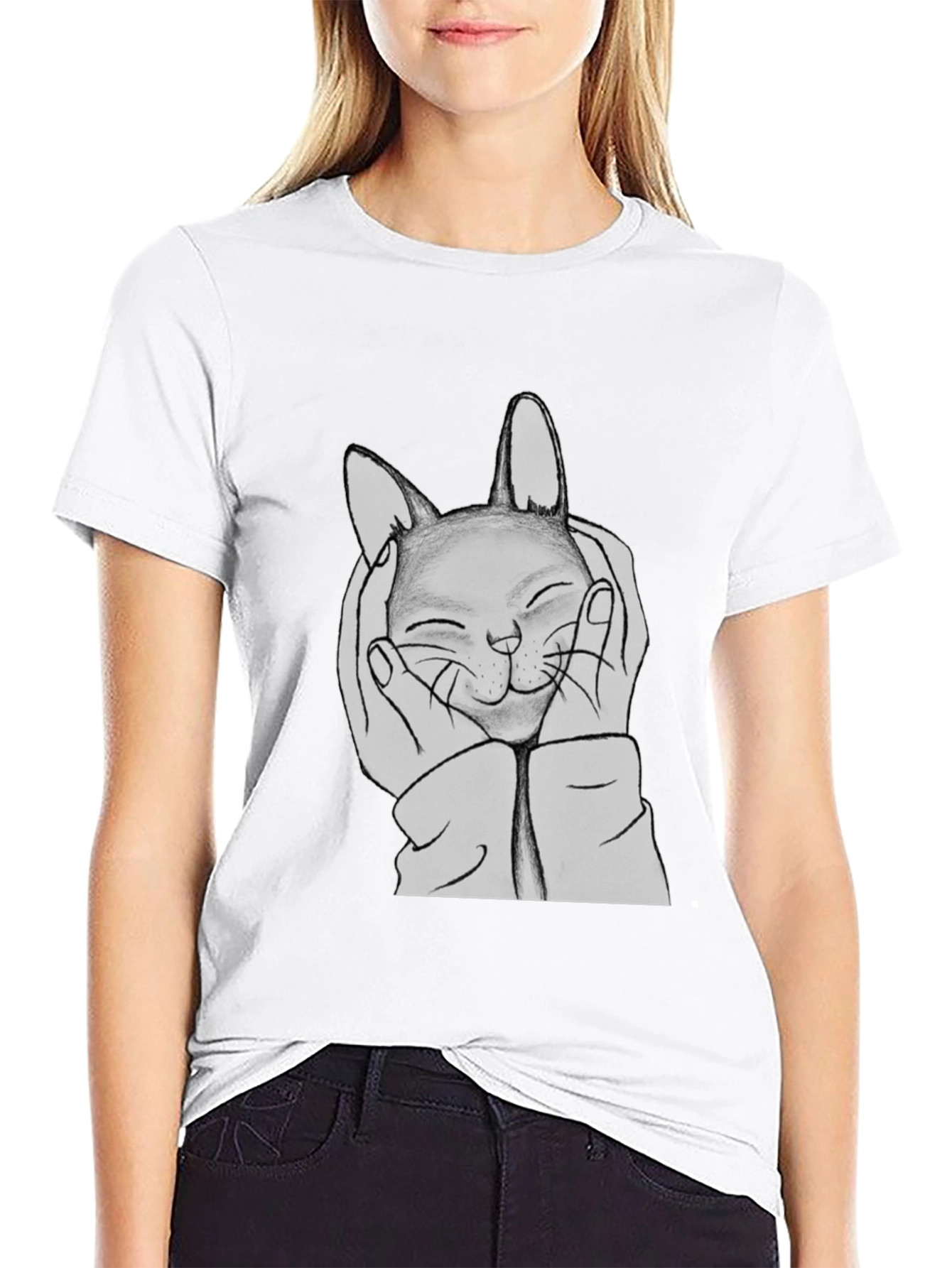 Cute Cat Hands Black Graphic Tee