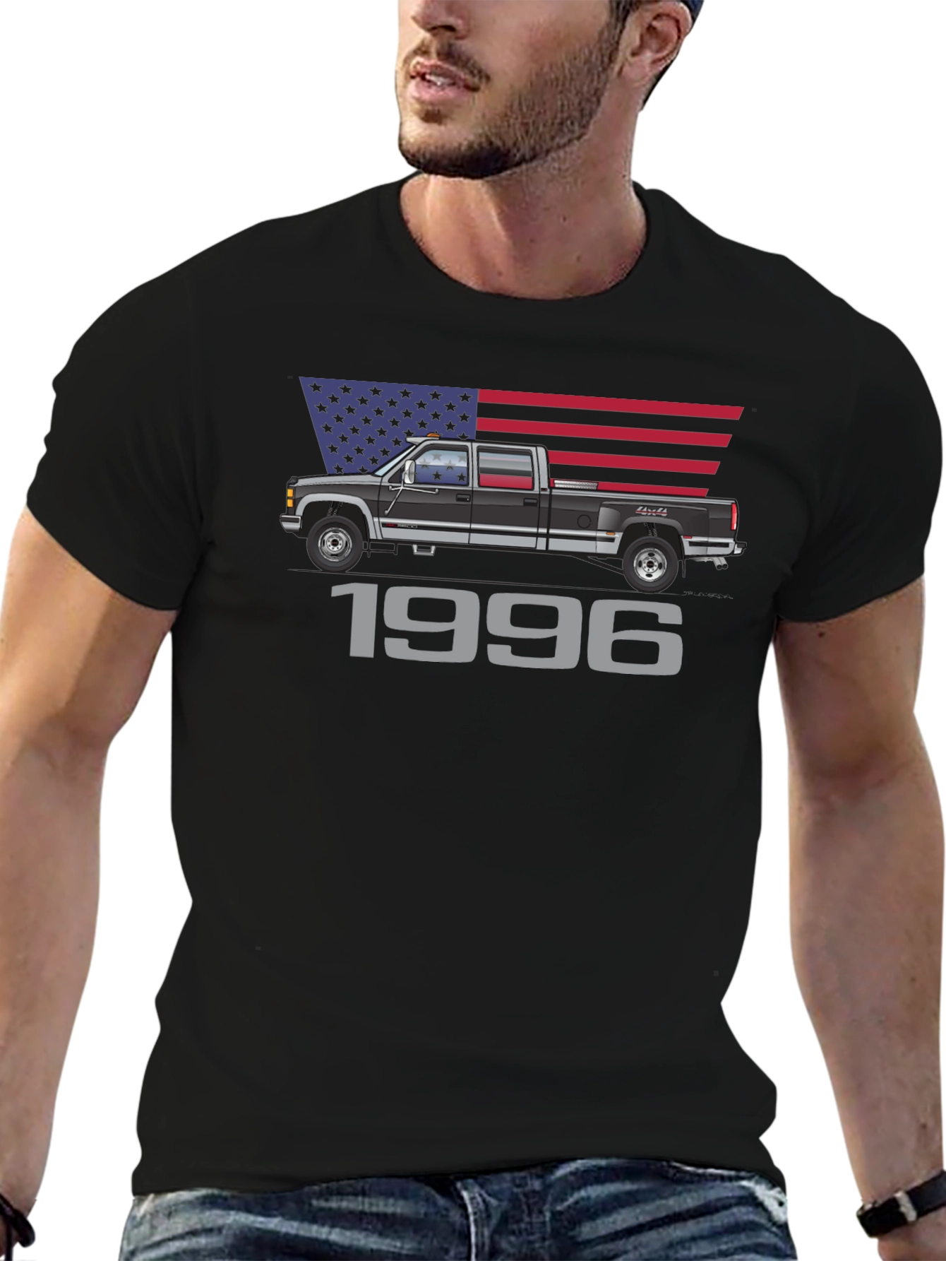 1996 Truck USA Flag Graphic T-Shirt