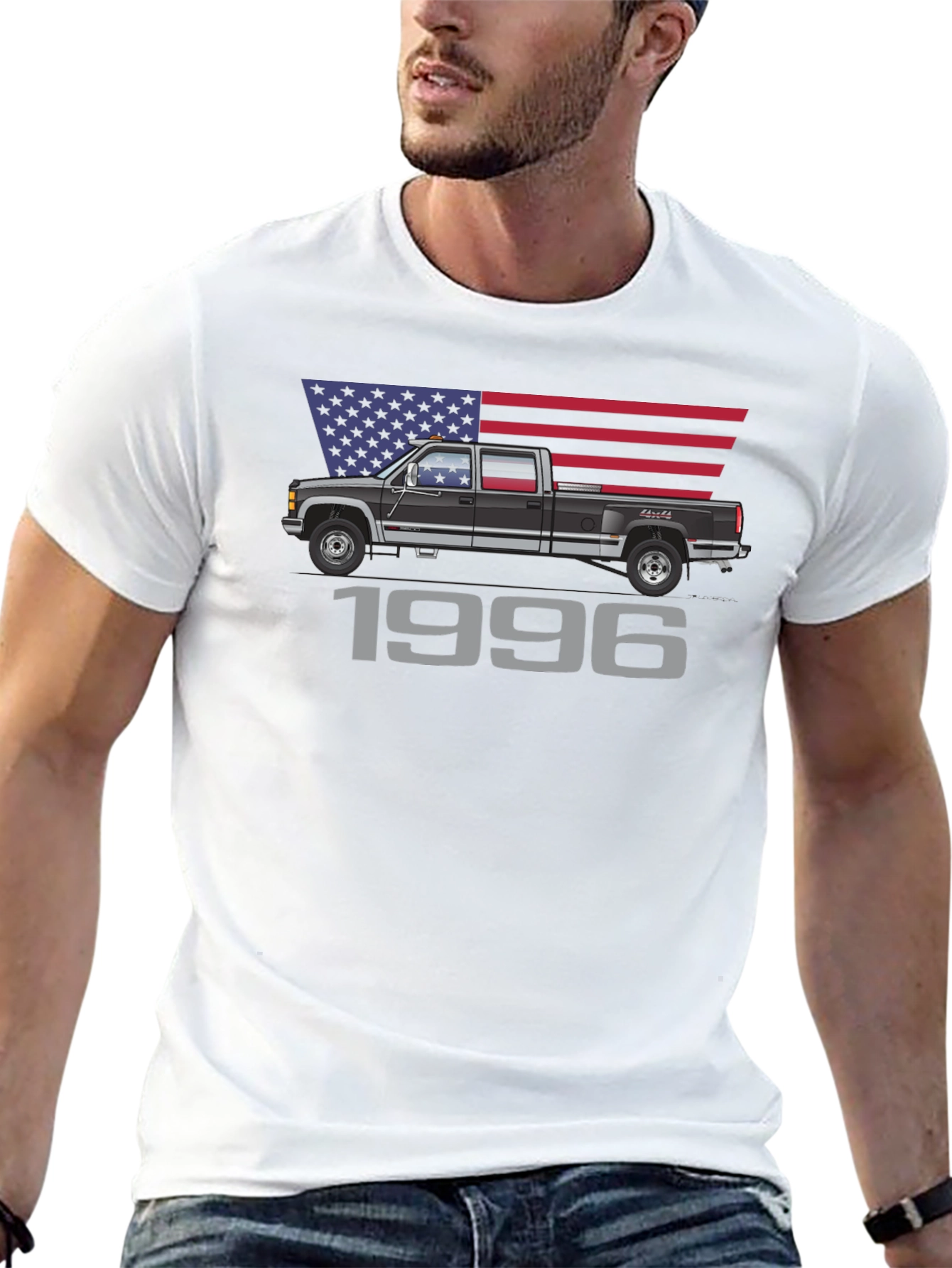 1996 Truck USA Flag Graphic T-Shirt