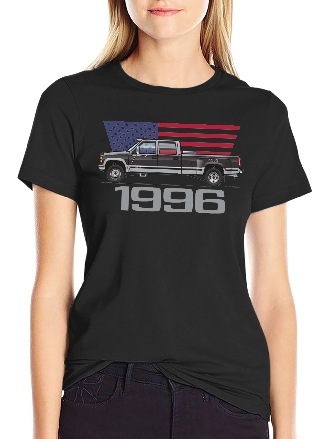 1996 Truck USA Flag Graphic T-Shirt