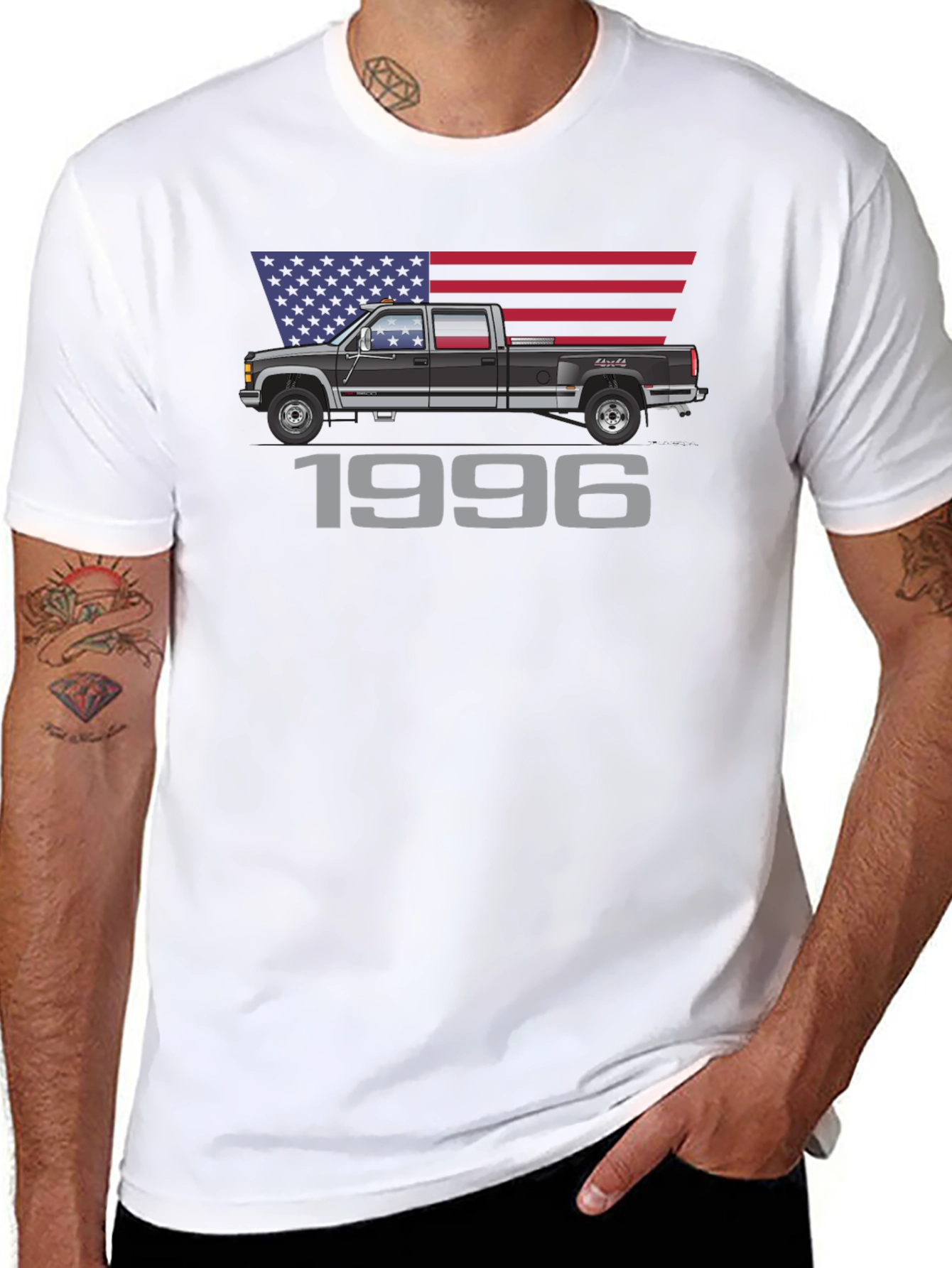 1996 Truck USA Flag Graphic T-Shirt