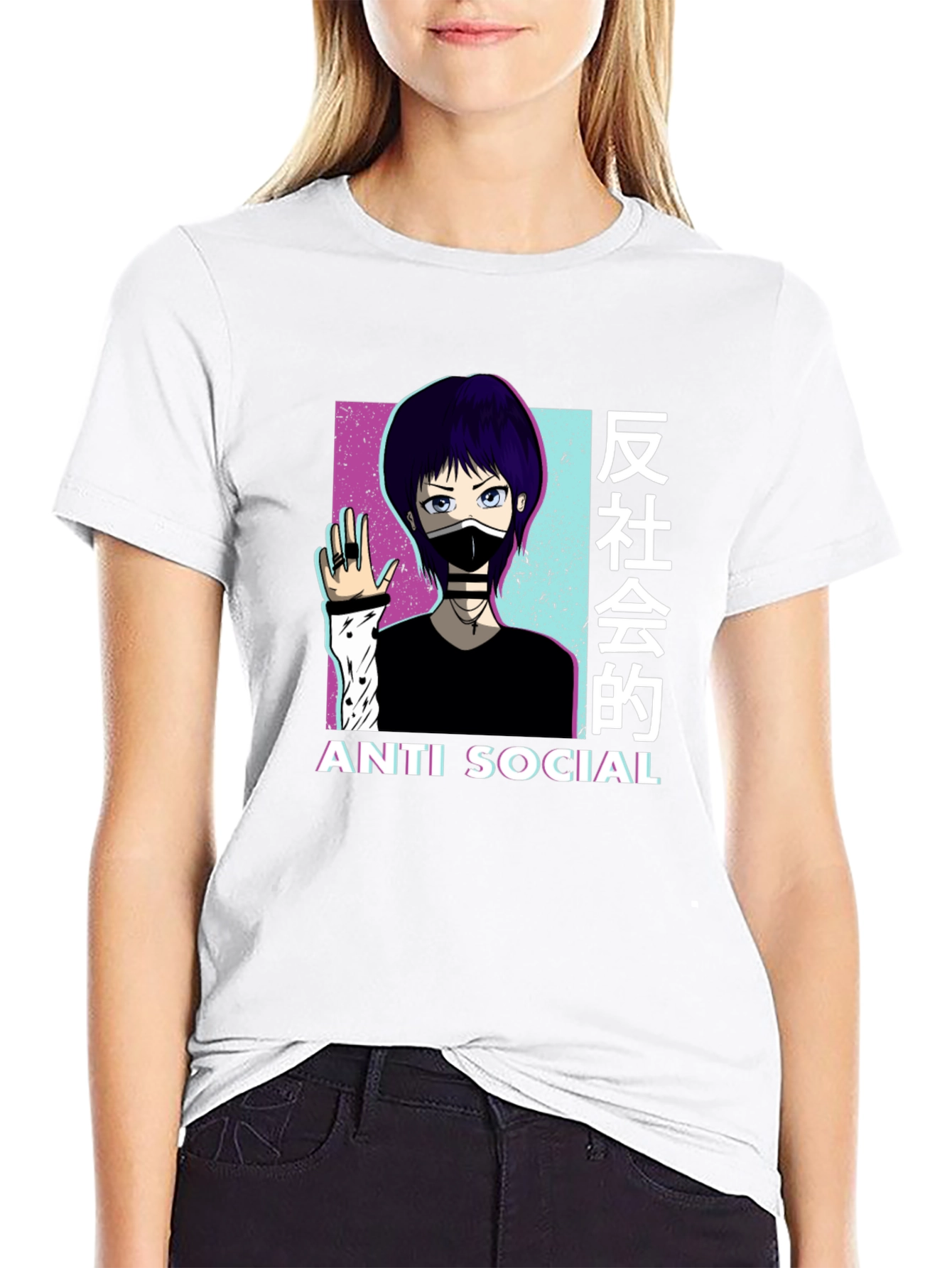 Anti Social Anime Graphic T-Shirt