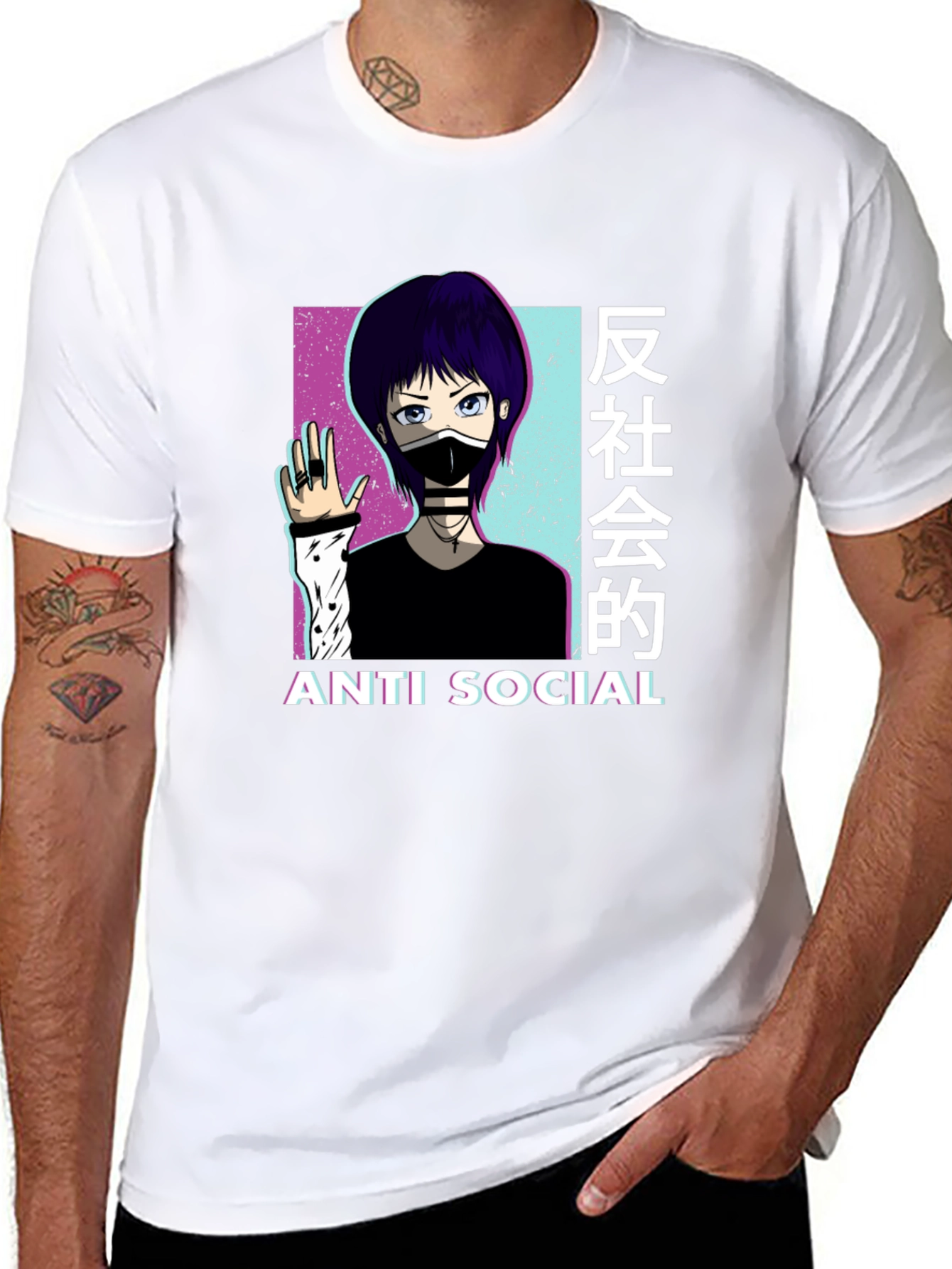 Anti Social Anime Graphic T-Shirt