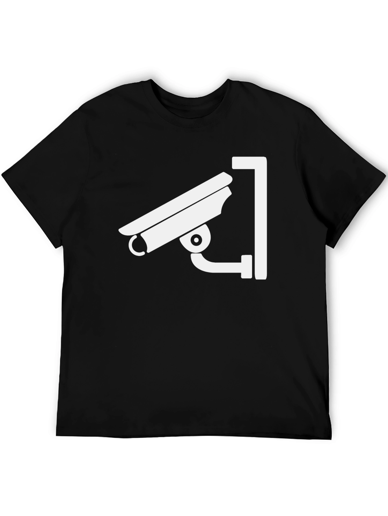 Security Camera Graphic Tee - Black Cotton T-Shirt