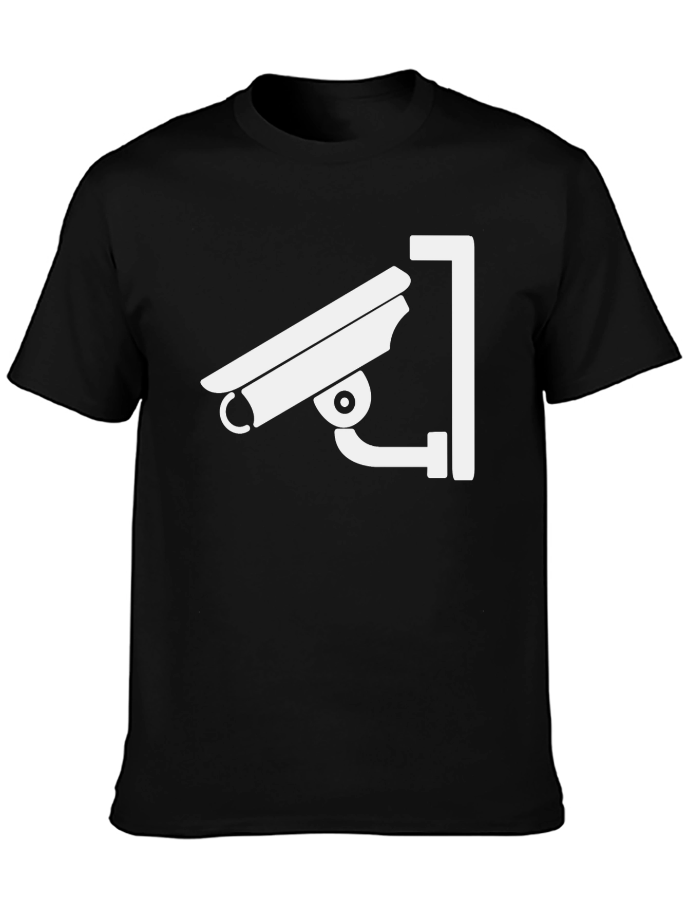 Security Camera Graphic Tee - Black Cotton T-Shirt