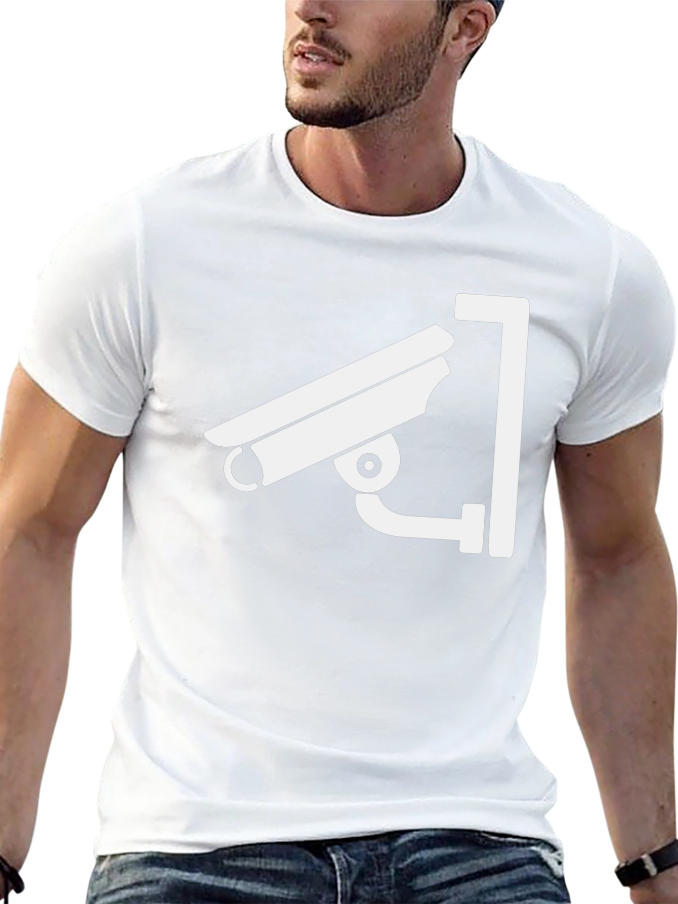 Security Camera Graphic Tee - Black Cotton T-Shirt