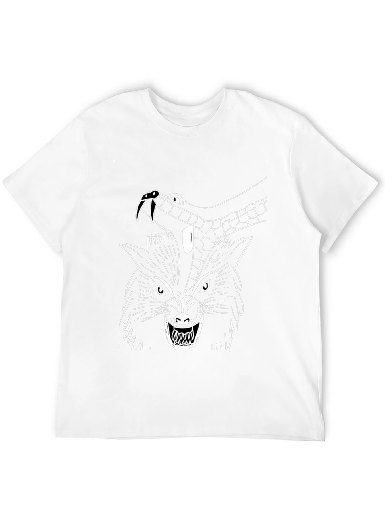 Wolf & Snake Graphic Tee - Black Cotton T-Shirt