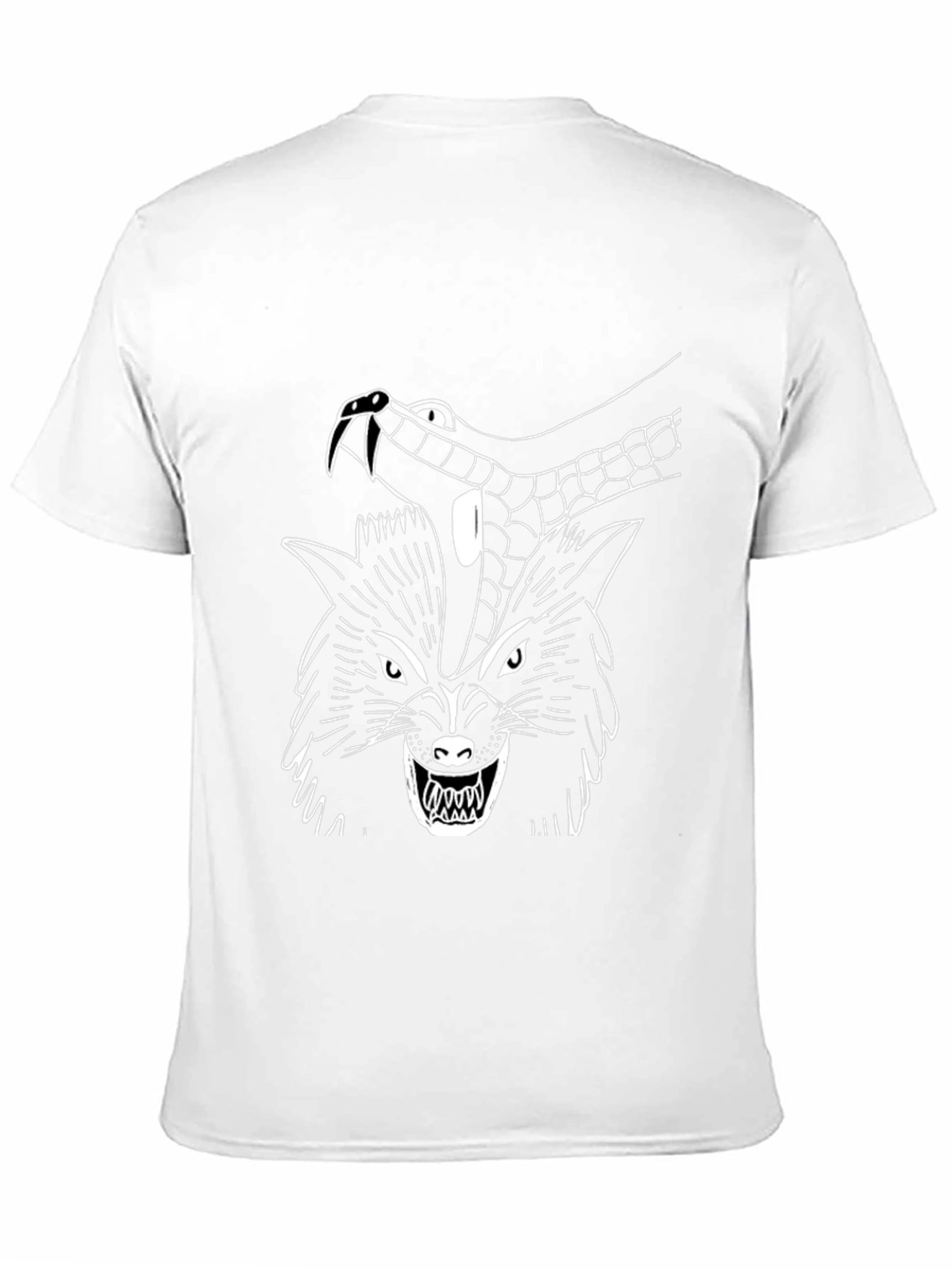 Wolf & Snake Graphic Tee - Black Cotton T-Shirt