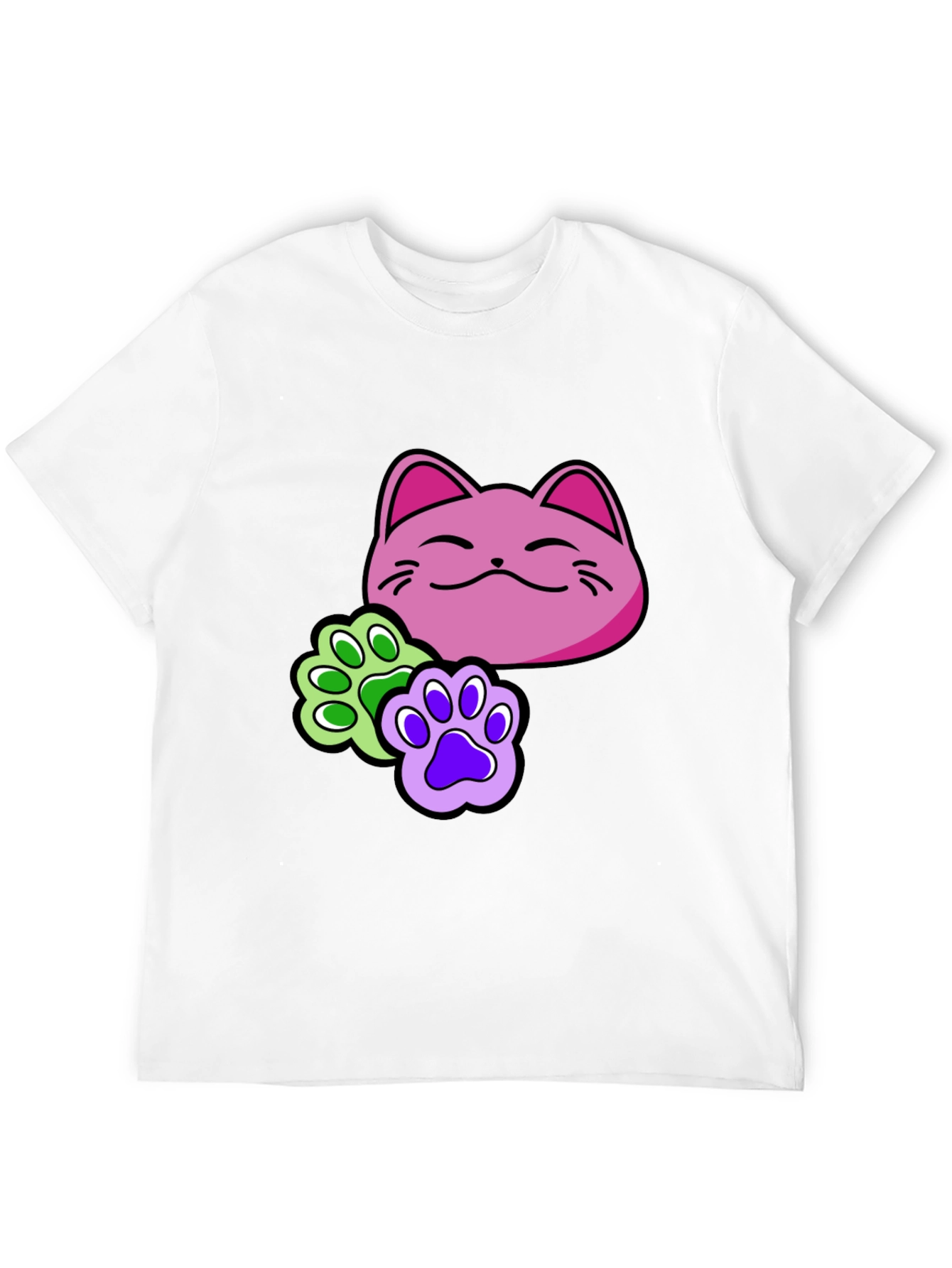 Cat Paw Print T-Shirt - Black Graphic Tee