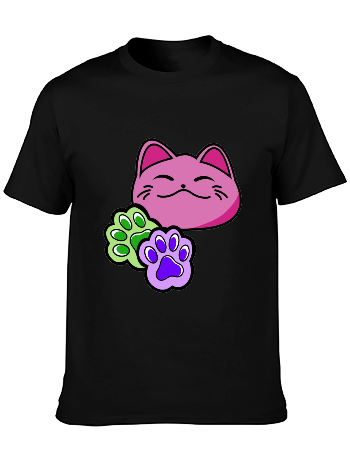 Cat Paw Print T-Shirt - Black Graphic Tee