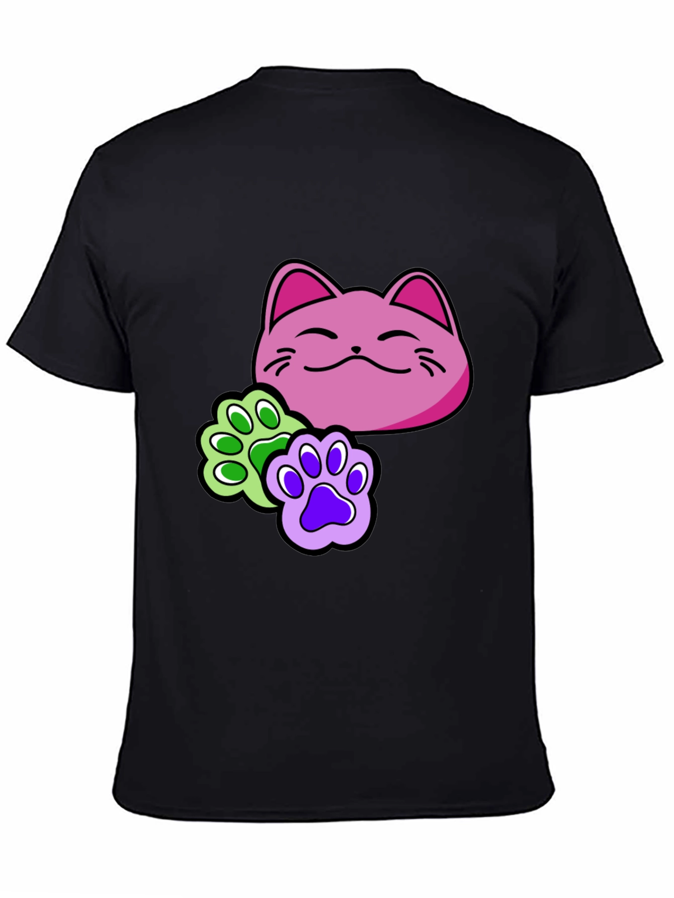Cat Paw Print T-Shirt - Black Graphic Tee