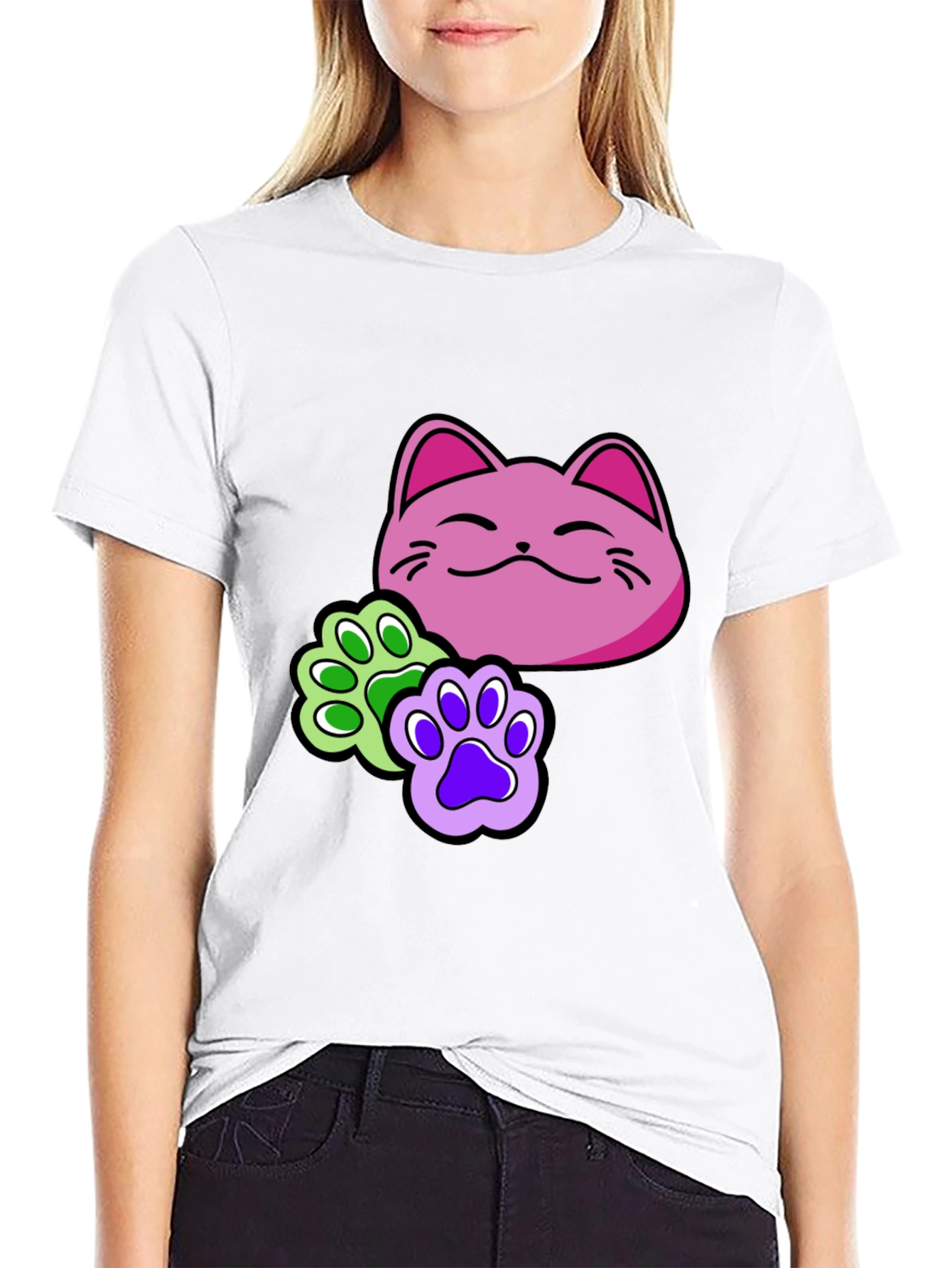 Cat Paw Print T-Shirt - Black Graphic Tee