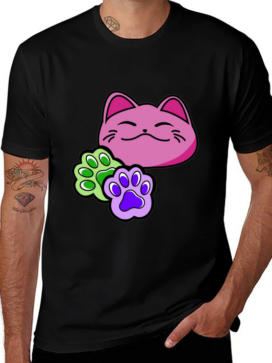 Cat Paw Print T-Shirt - Black Graphic Tee
