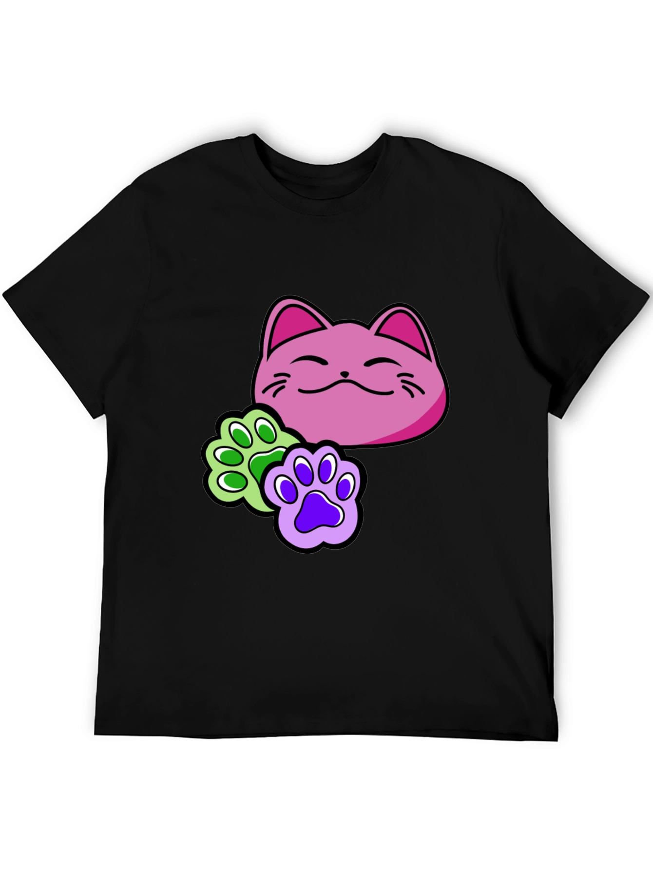 Cat Paw Print T-Shirt - Black Graphic Tee