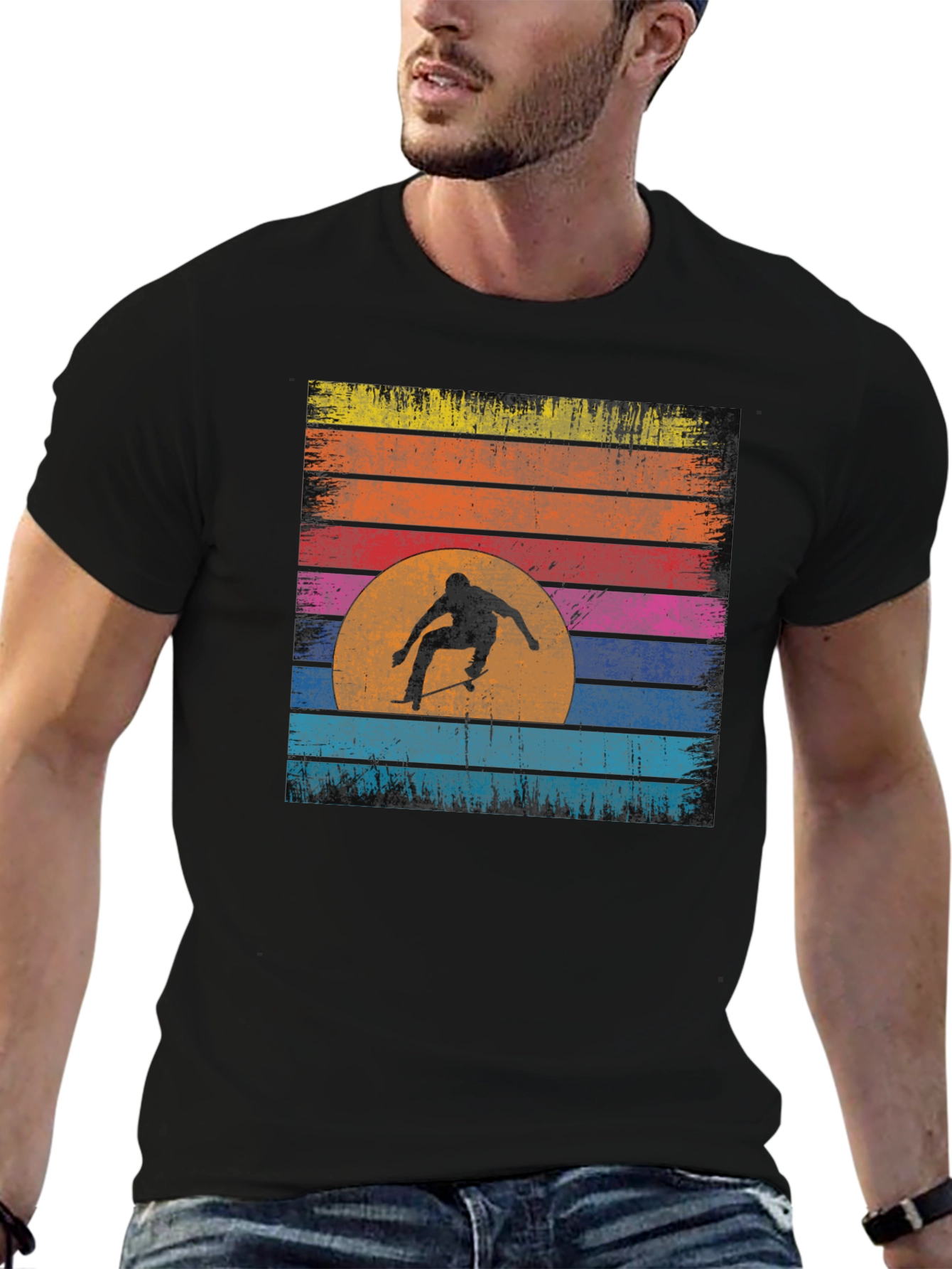 Skate Sunset Graphic T-Shirt - Cool Retro Design