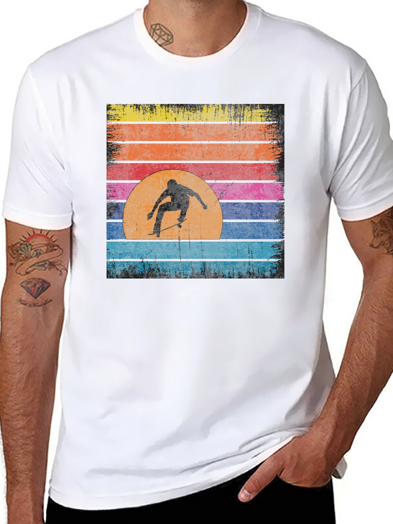 Skate Sunset Graphic T-Shirt - Cool Retro Design