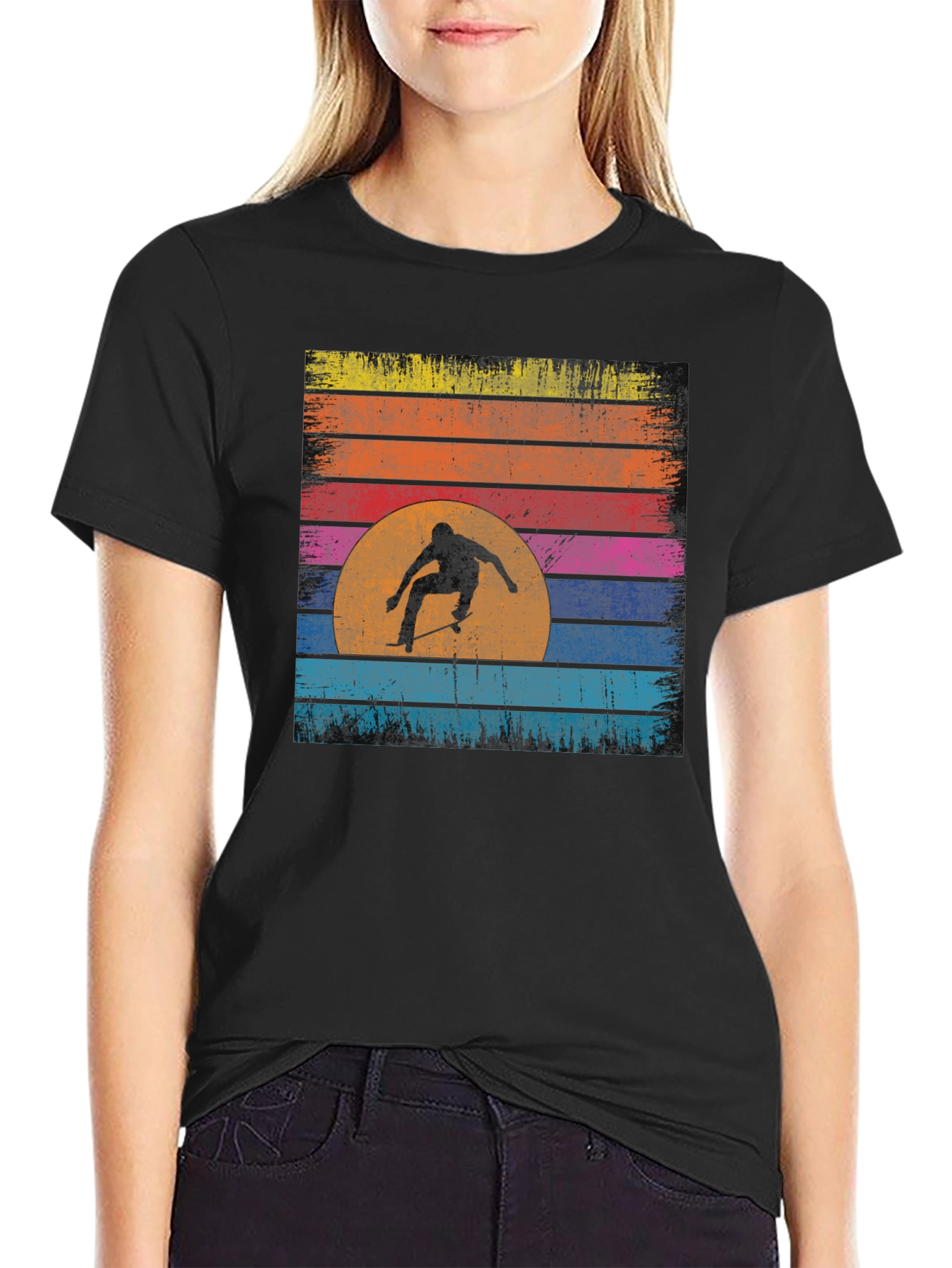 Skate Sunset Graphic T-Shirt - Cool Retro Design