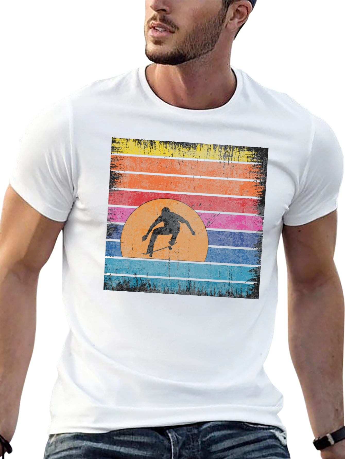Skate Sunset Graphic T-Shirt - Cool Retro Design