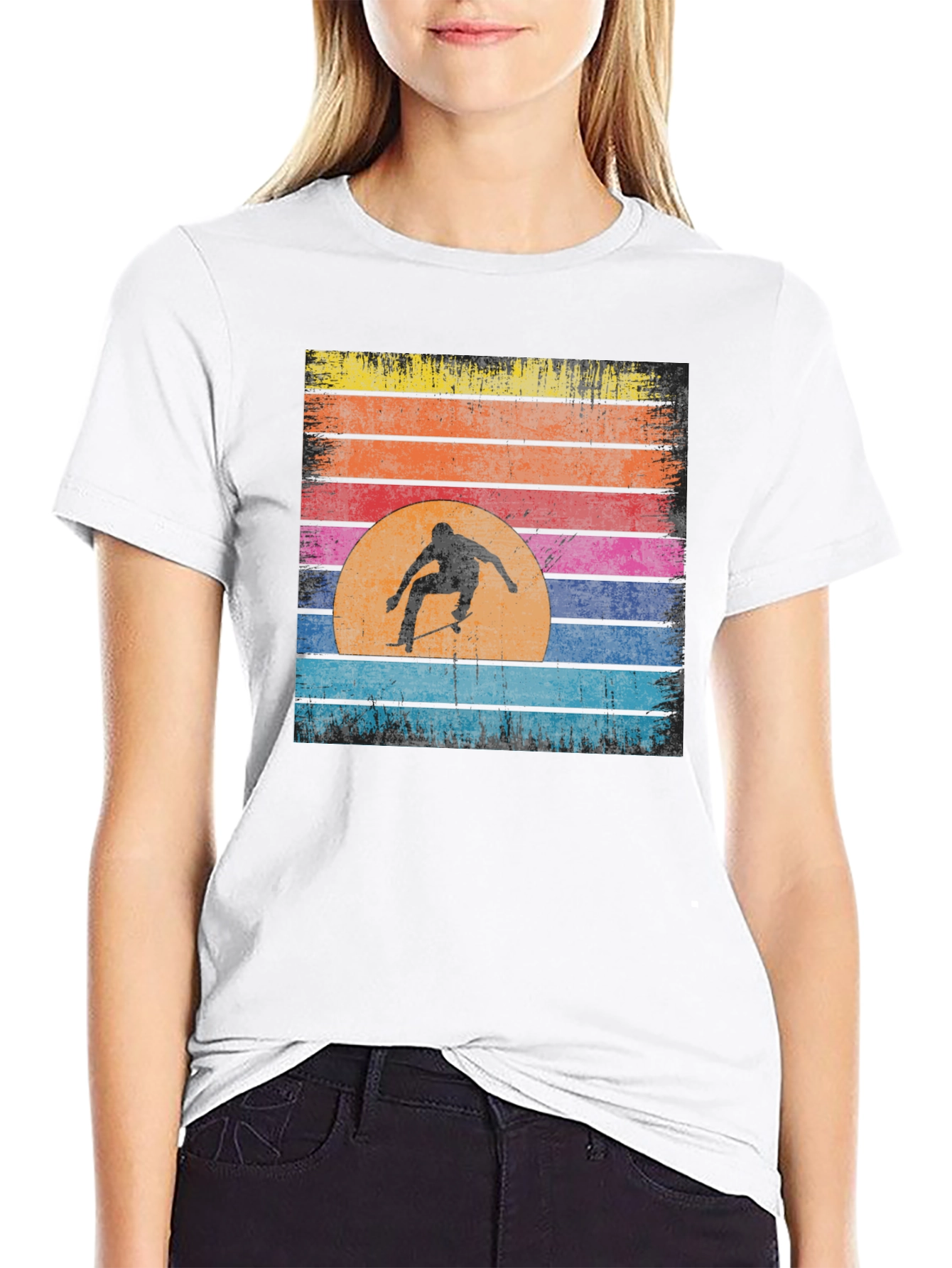 Skate Sunset Graphic T-Shirt - Cool Retro Design