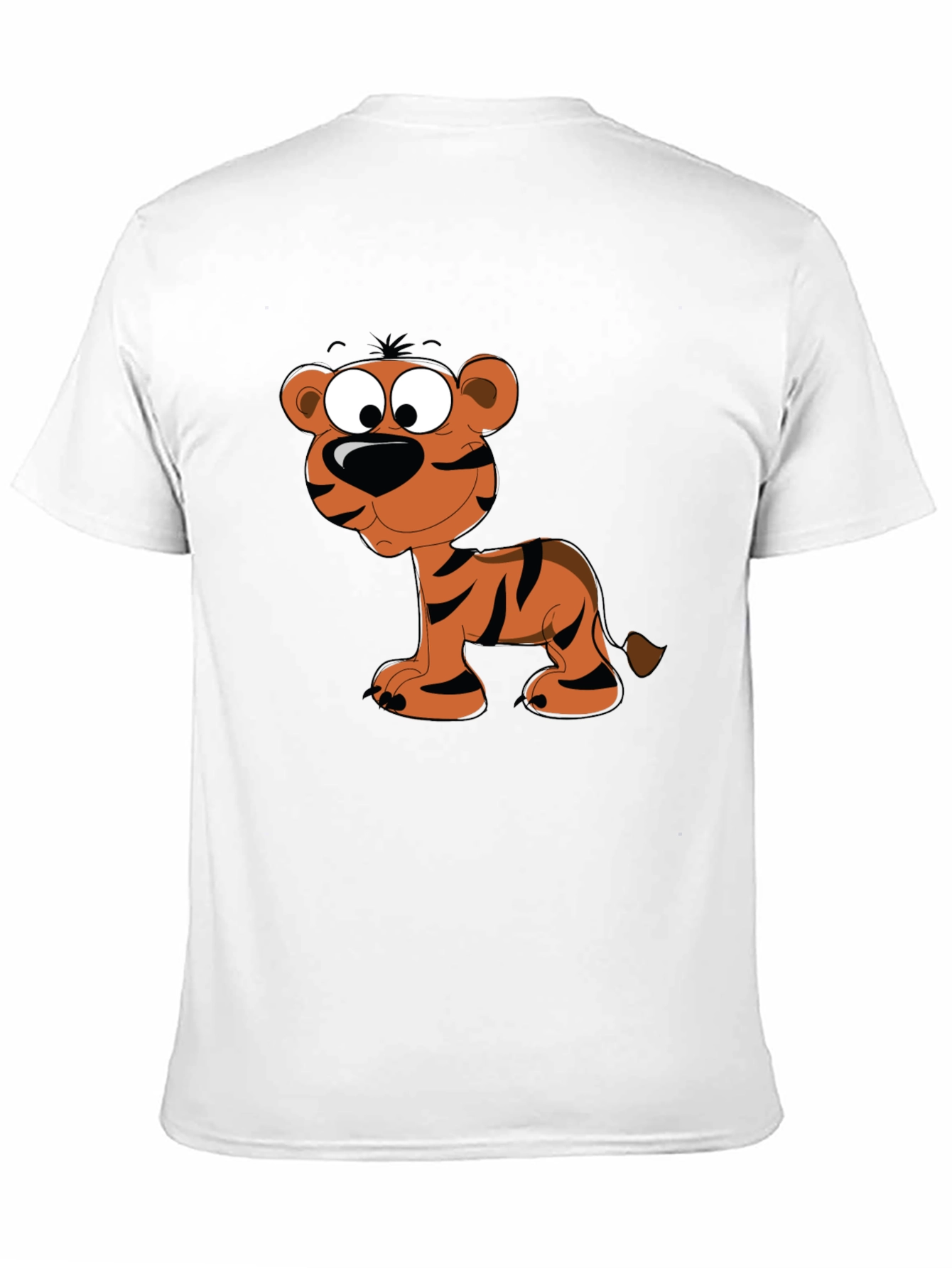Cartoon Tiger Graphic Tee - Black Cotton T-Shirt