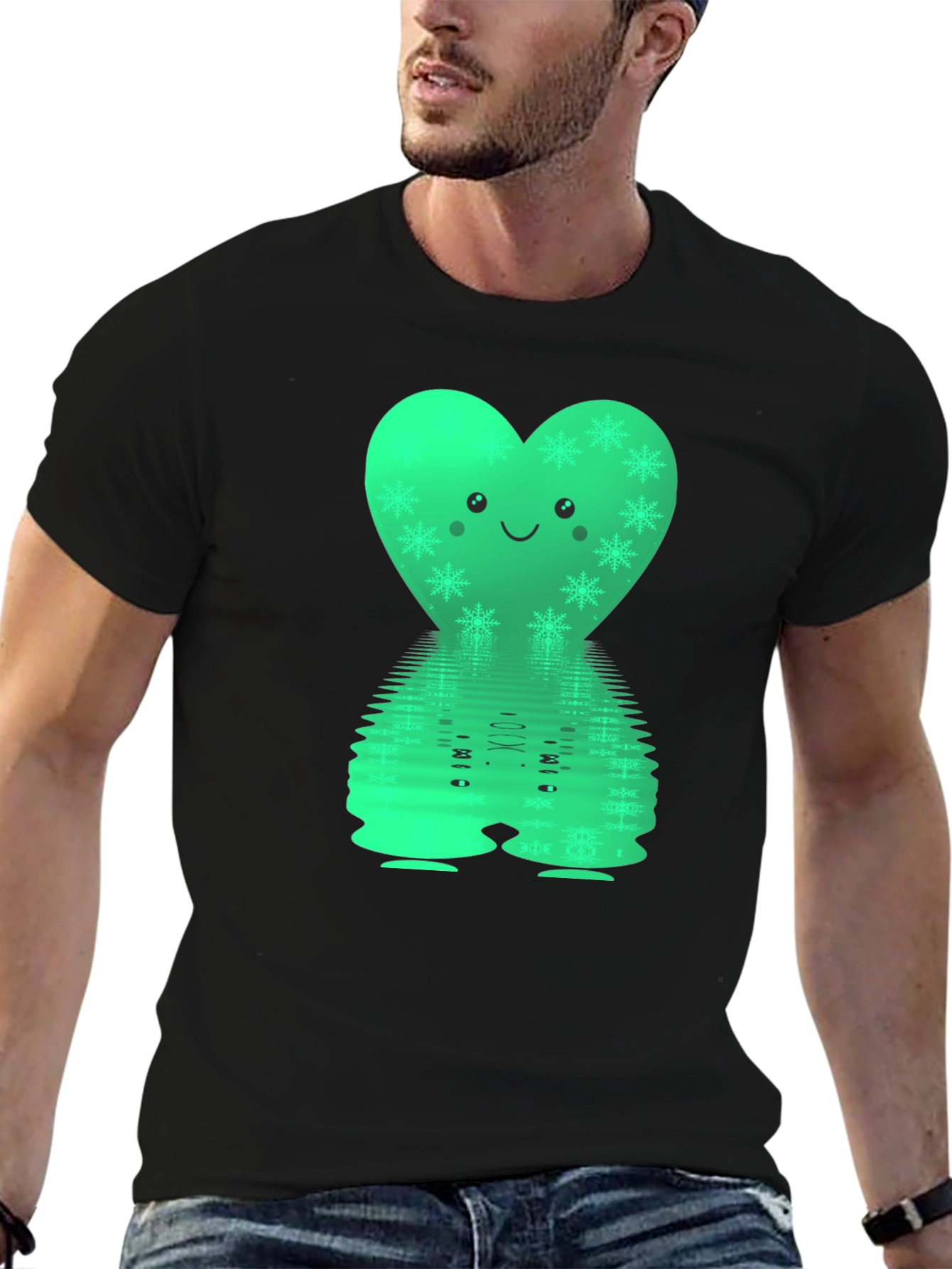 Cute Heart with Snowflakes Reflective T-Shirt