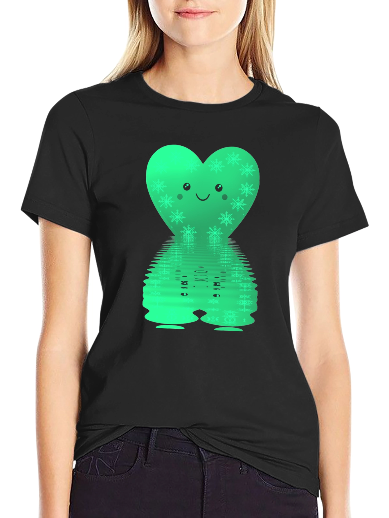 Cute Heart with Snowflakes Reflective T-Shirt