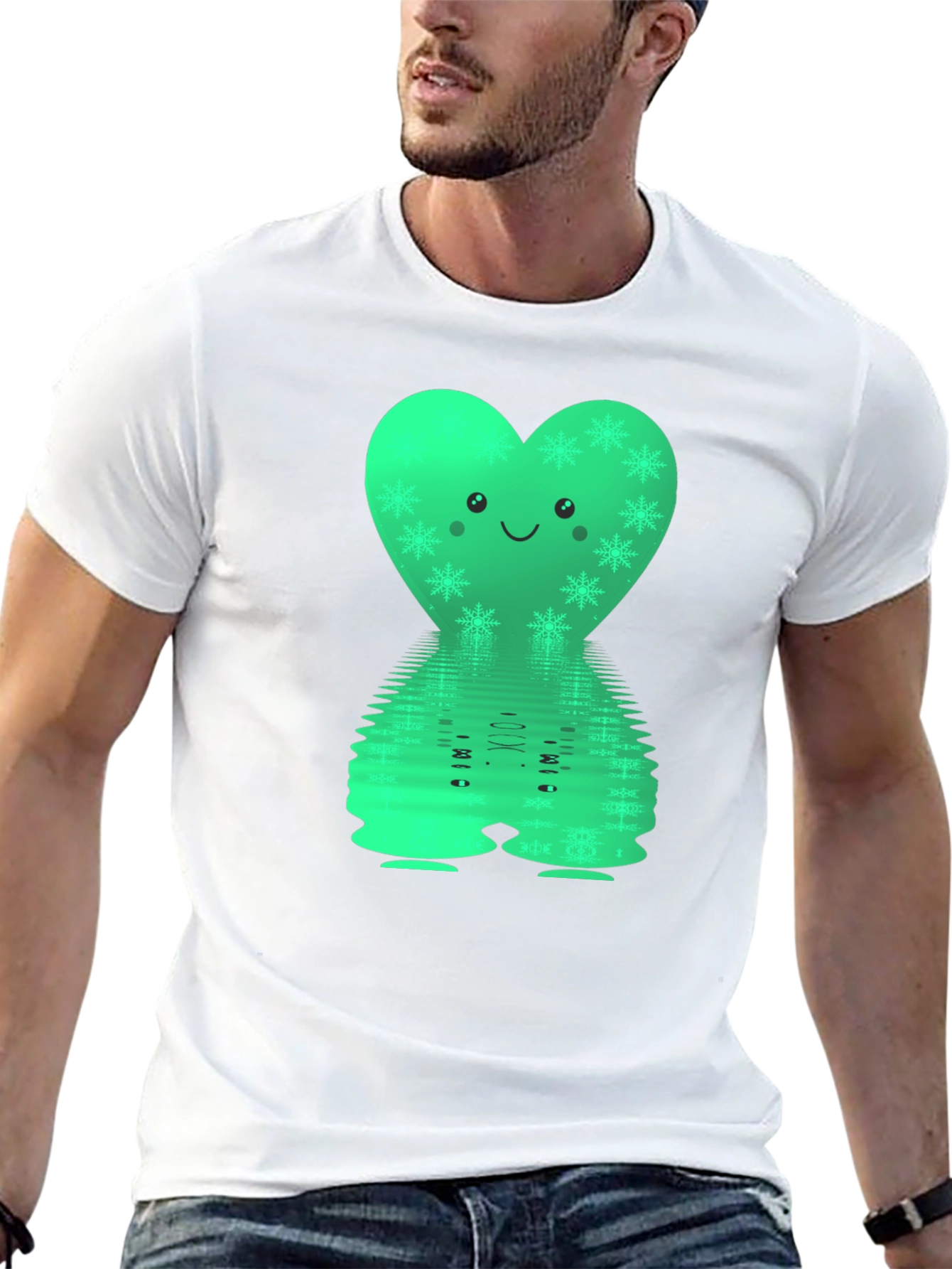 Cute Heart with Snowflakes Reflective T-Shirt