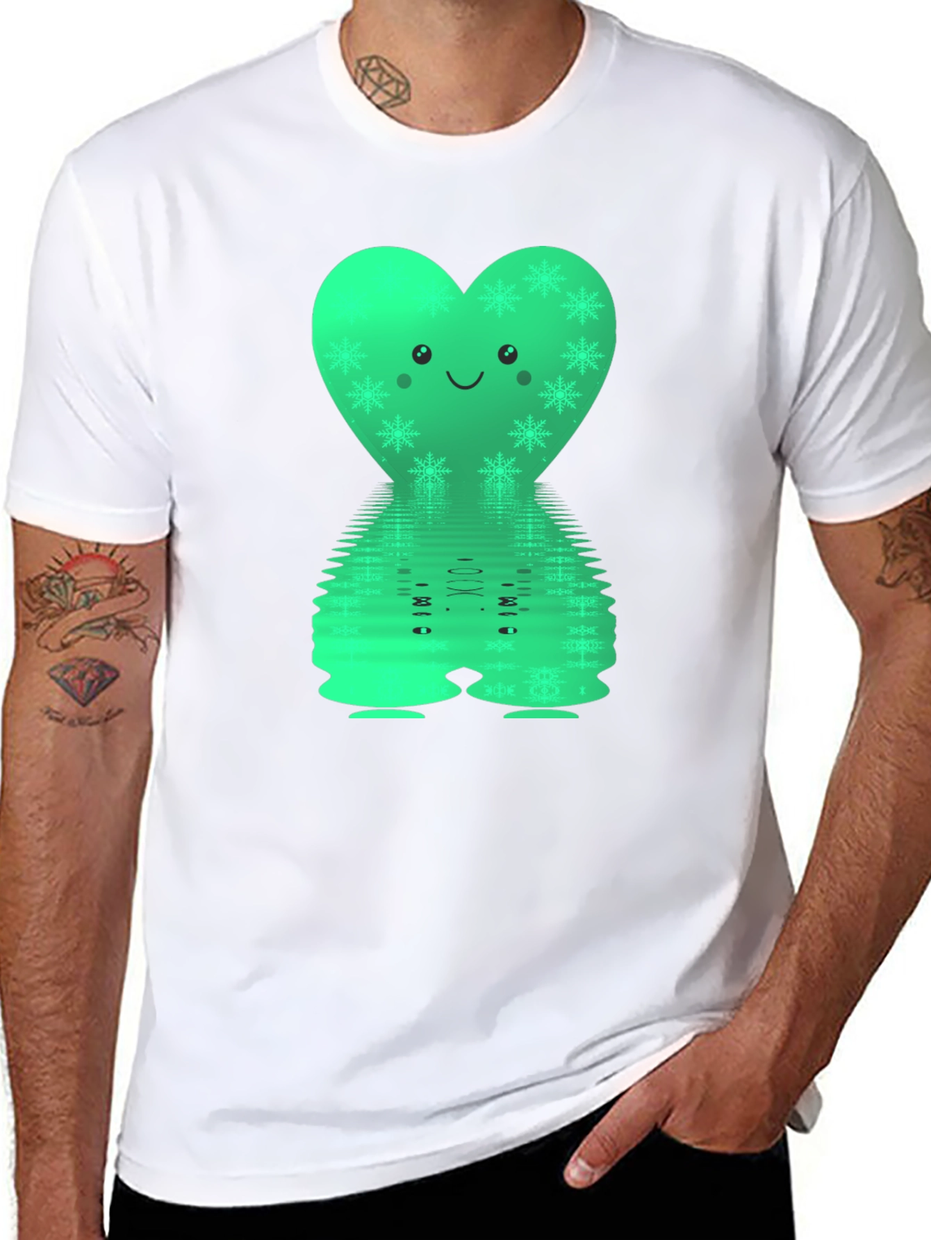 Cute Heart with Snowflakes Reflective T-Shirt