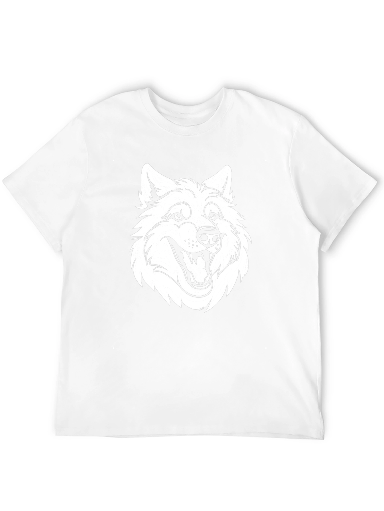 Black T-Shirt with White Wolf Graphic