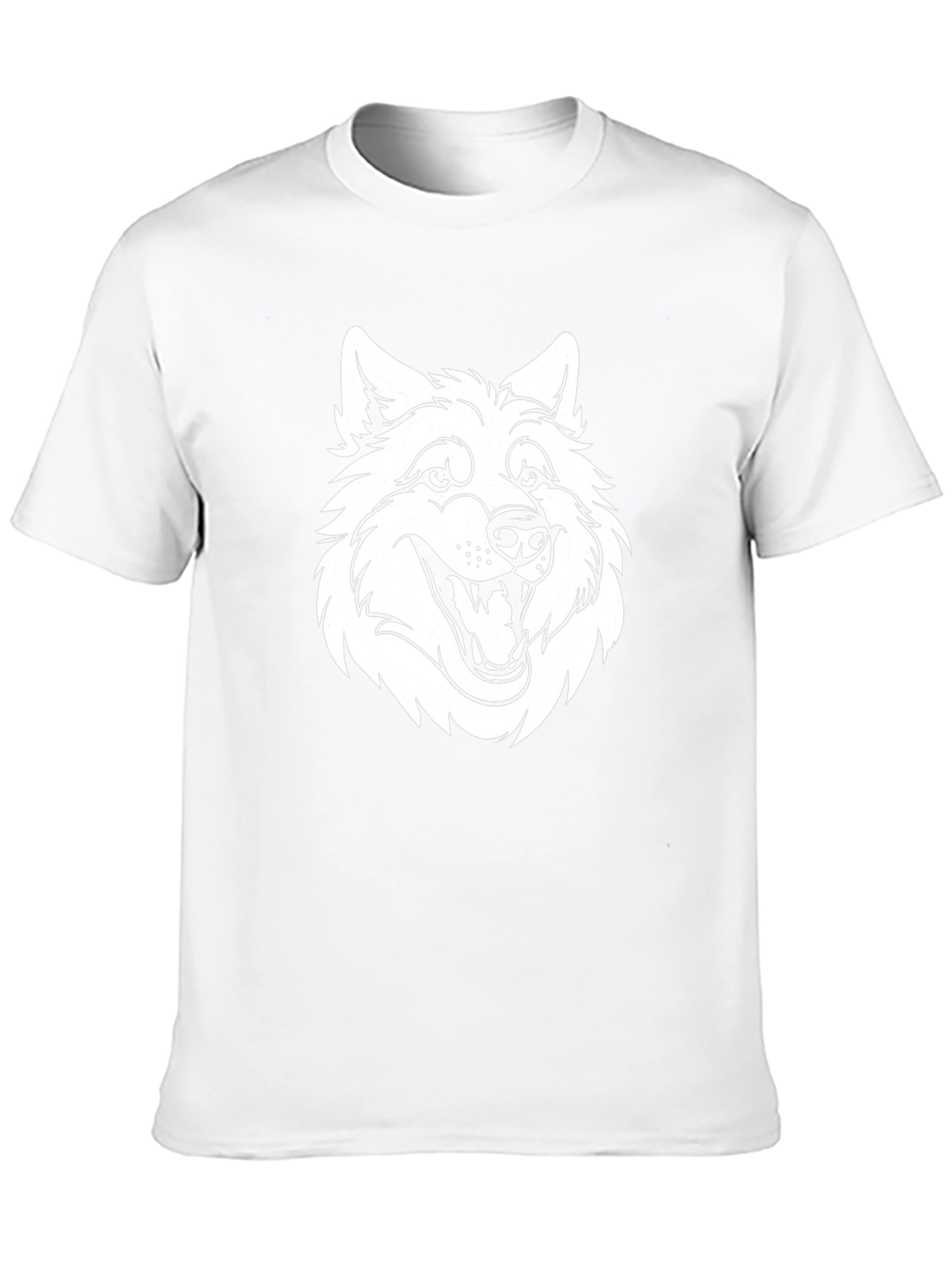 Black T-Shirt with White Wolf Graphic