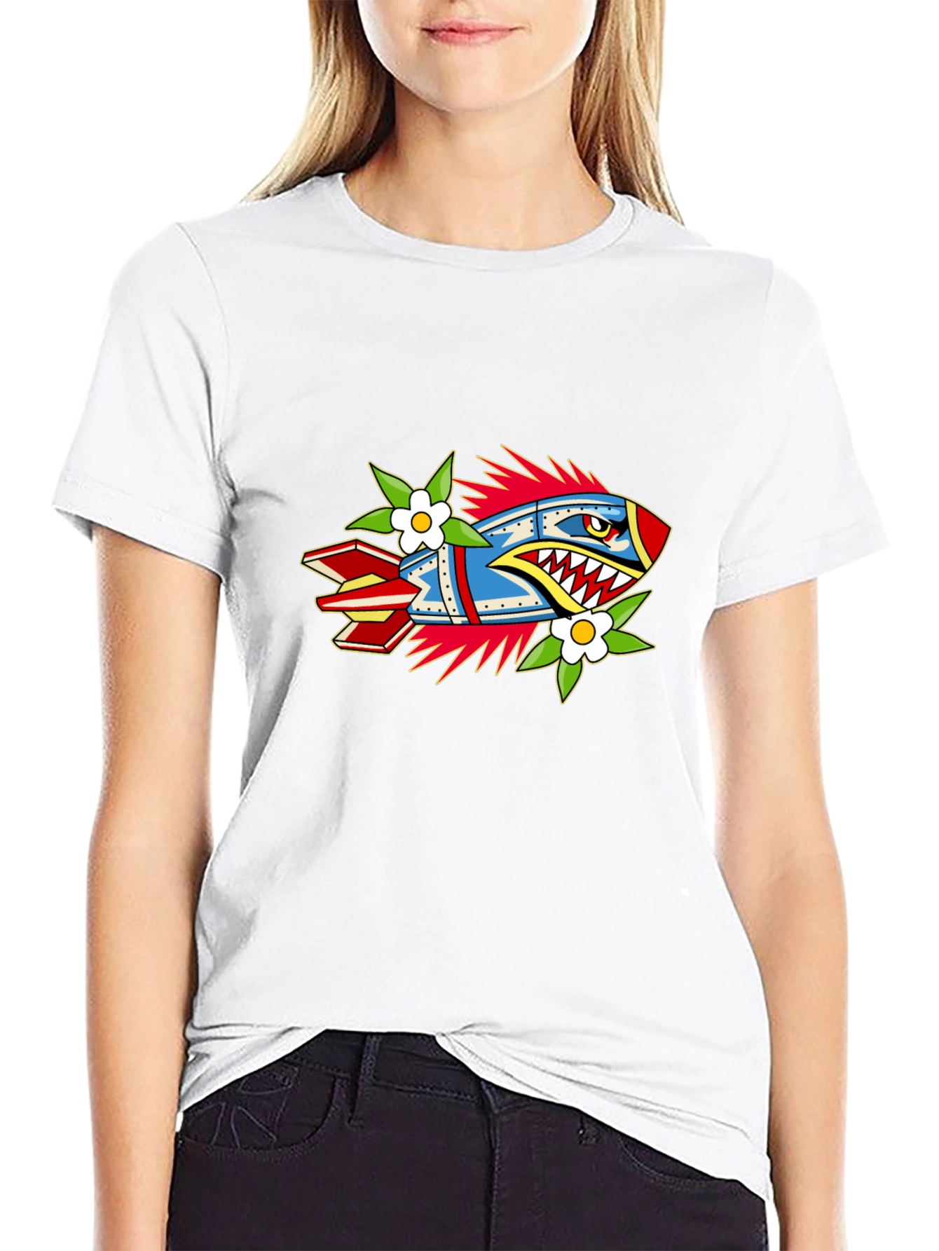 Edgy Rocket Graphic Black Tee
