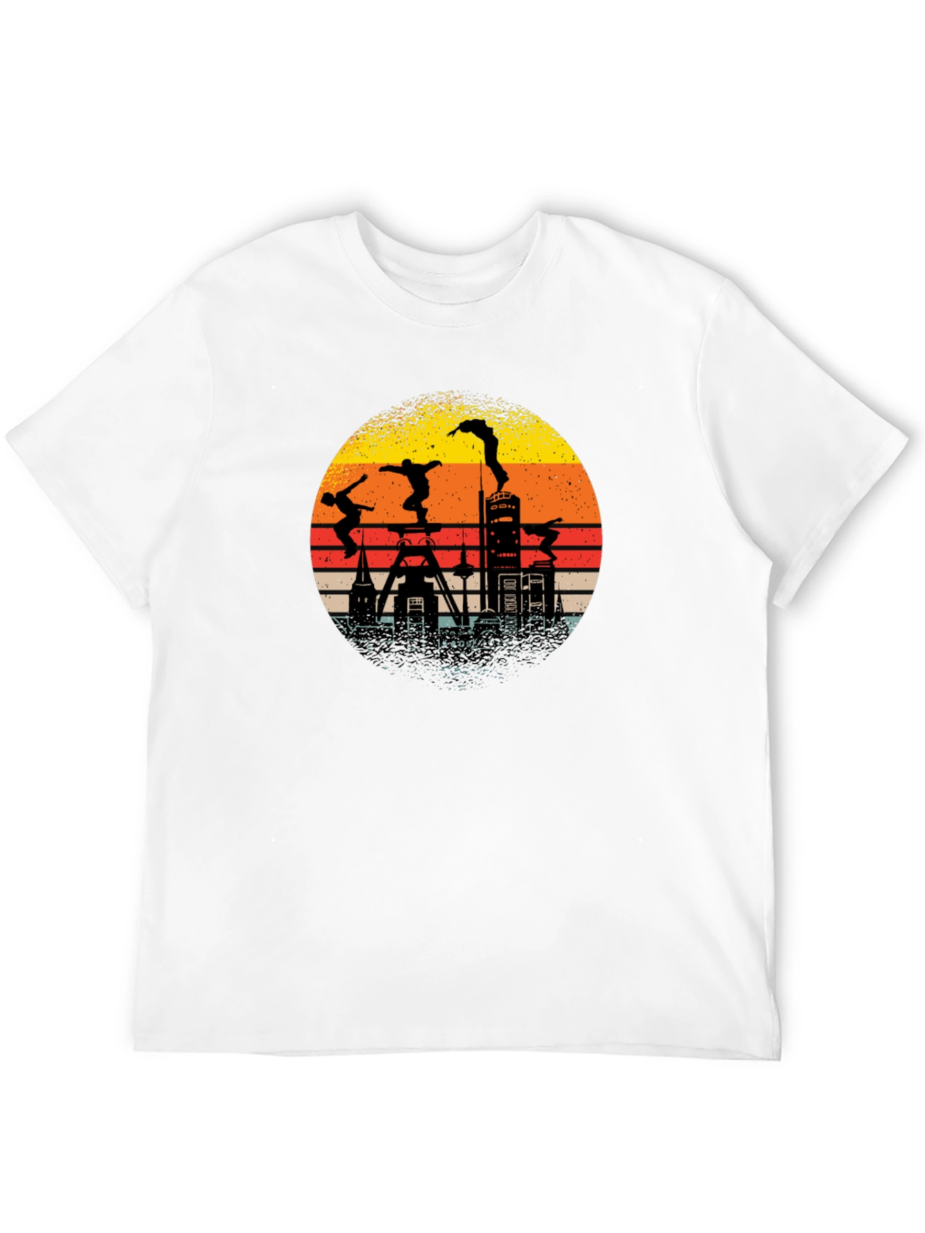 Retro Silhouette Cityscape Parkour T-Shirt