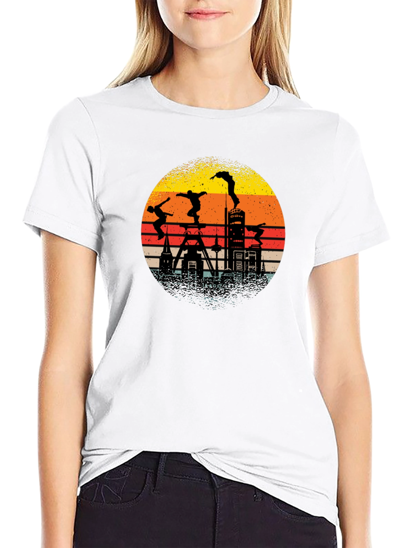 Retro Silhouette Cityscape Parkour T-Shirt