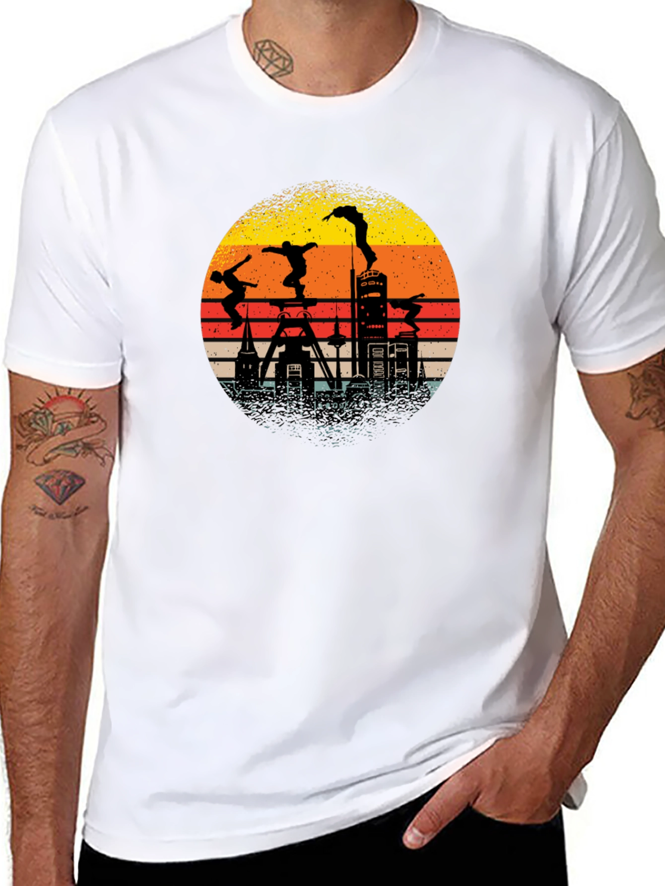 Retro Silhouette Cityscape Parkour T-Shirt