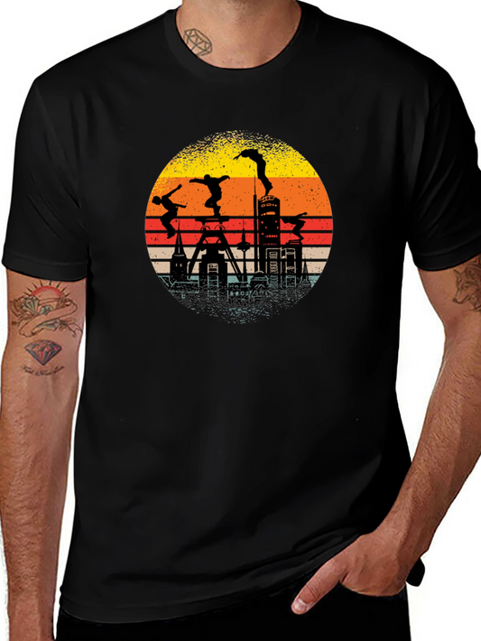 Retro Silhouette Cityscape Parkour T-Shirt