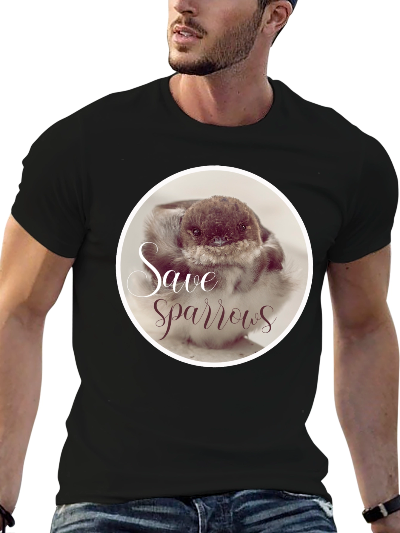 Save Sparrows Black Graphic Tee