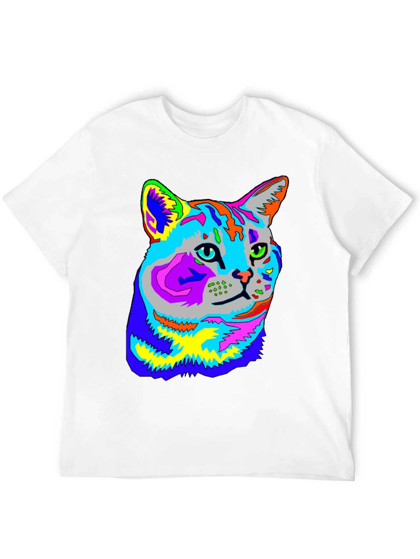 Vibrant Cat Graphic Tee - Unique Animal Lover Shirt