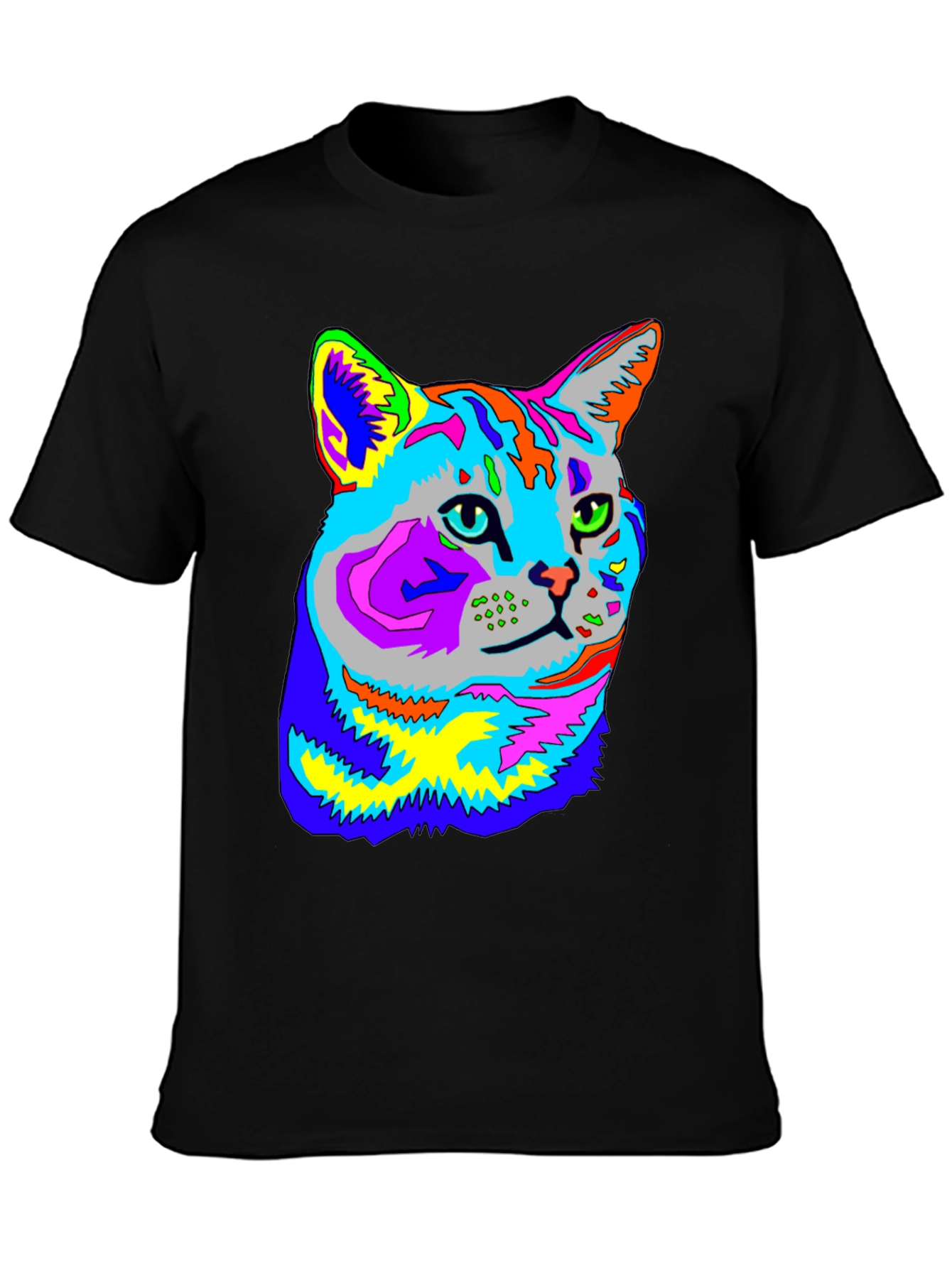 Vibrant Cat Graphic Tee - Unique Animal Lover Shirt